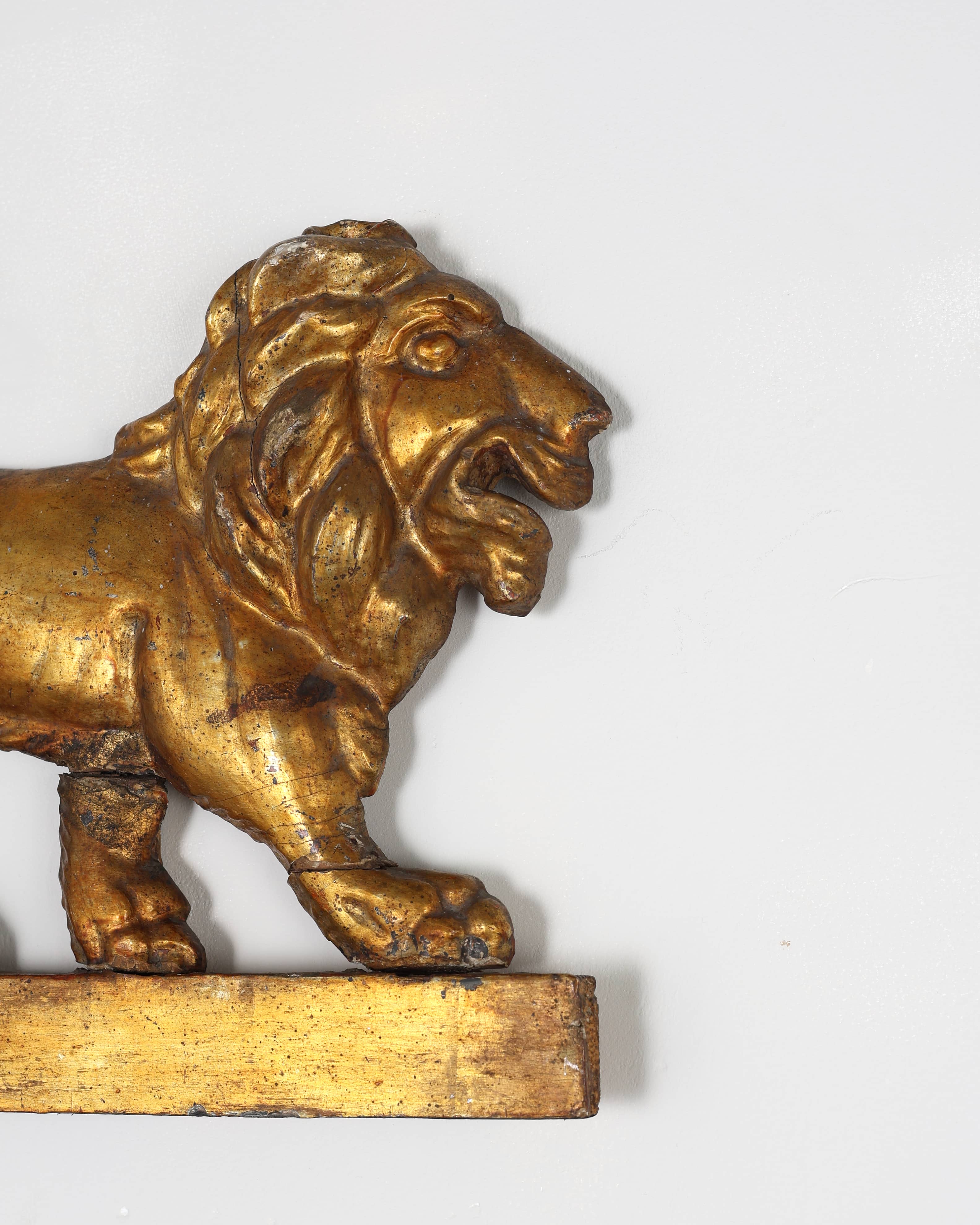 Pair Of French Empire Carved & Gilded Lions