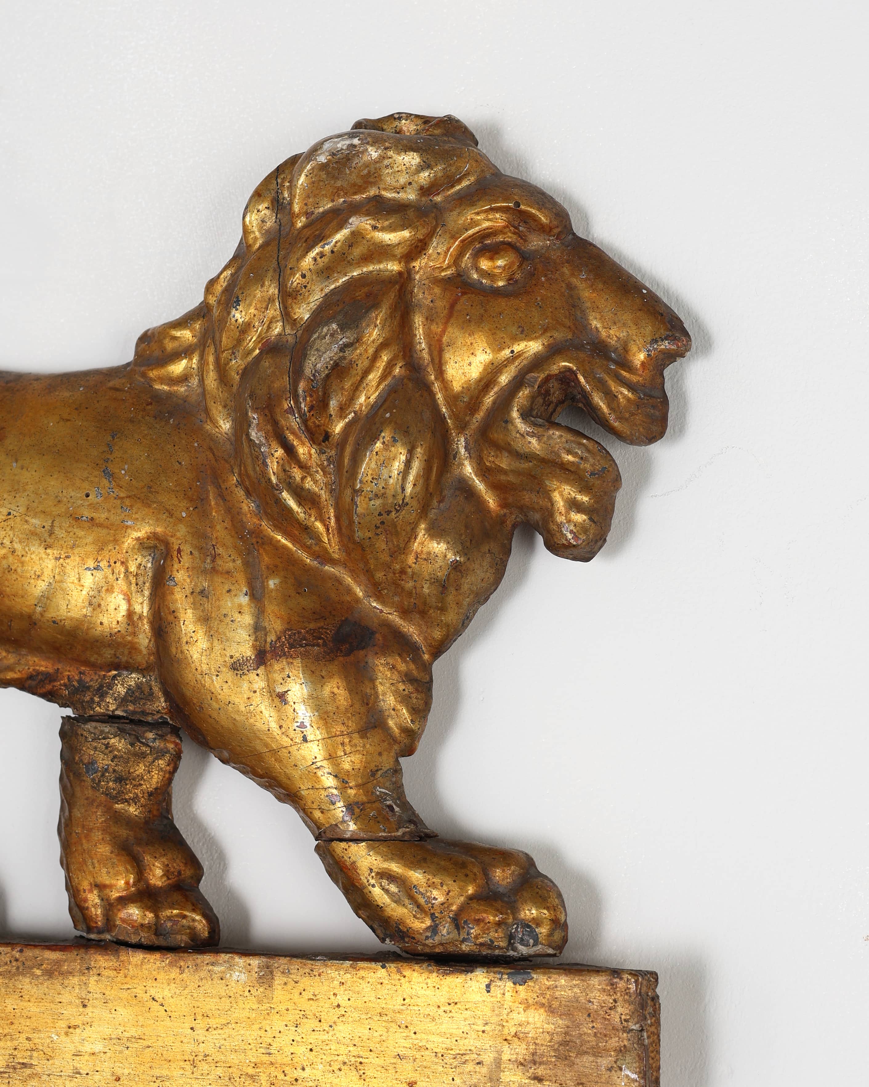 Pair Of French Empire Carved & Gilded Lions
