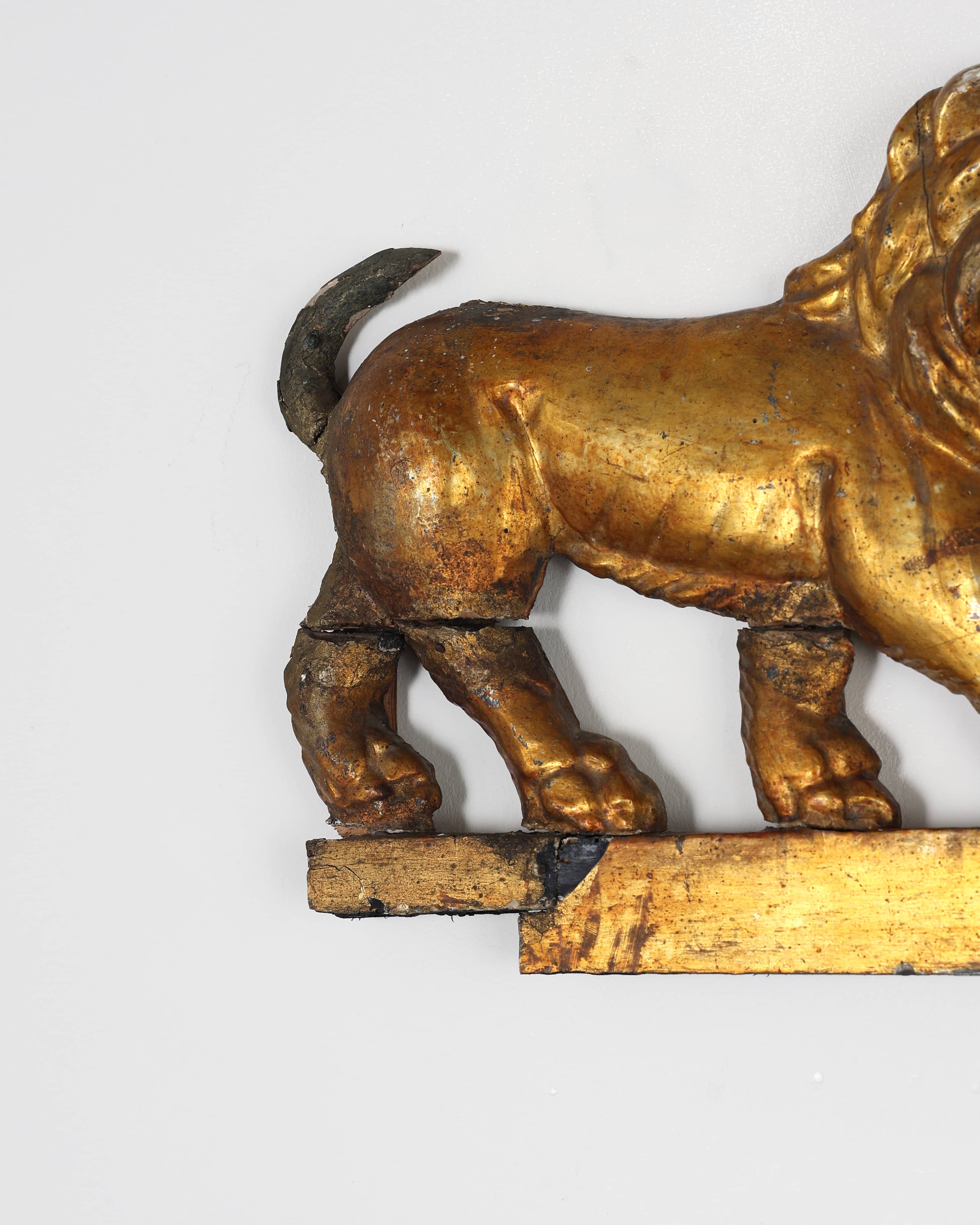 Pair Of French Empire Carved & Gilded Lions