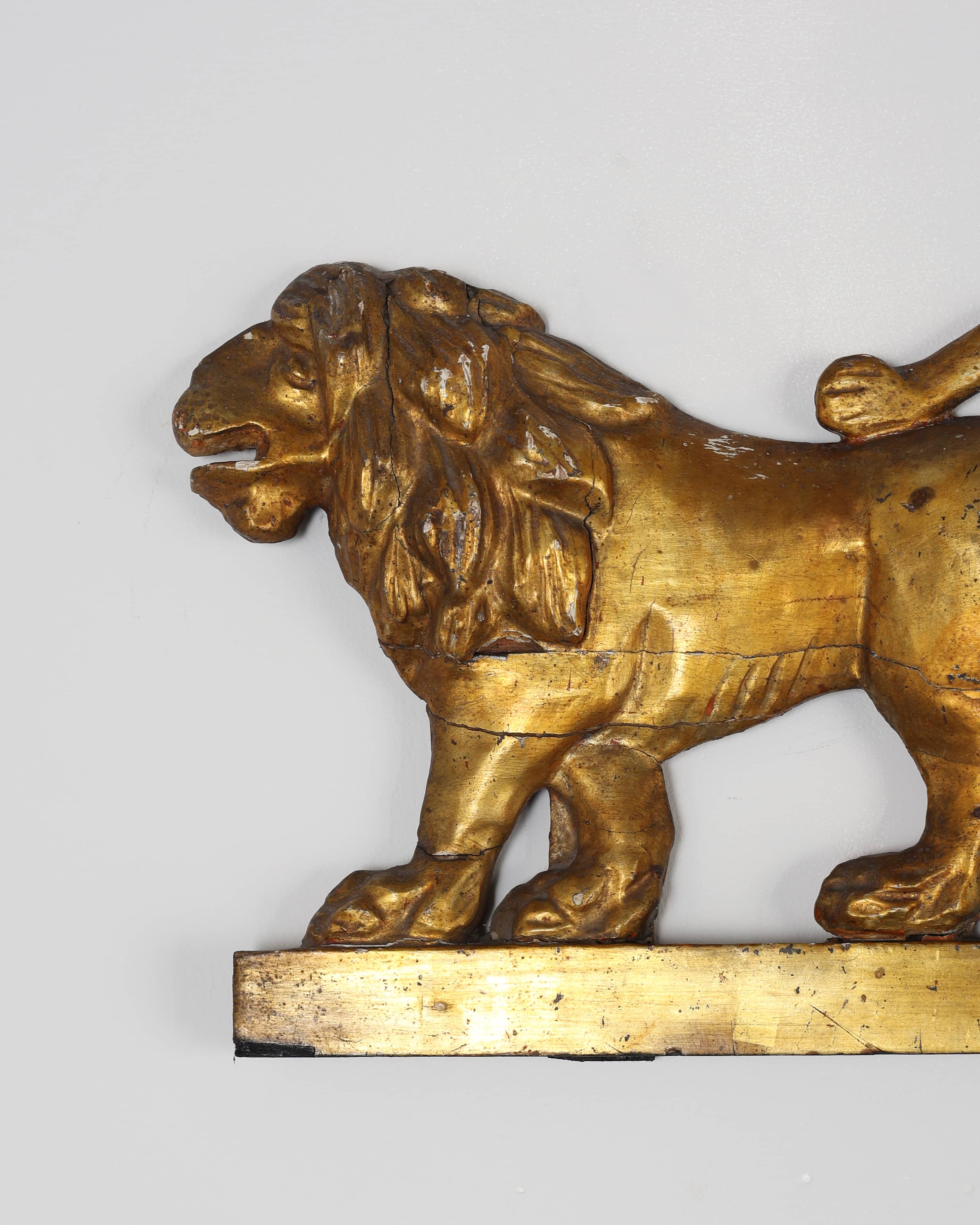 Pair Of French Empire Carved & Gilded Lions