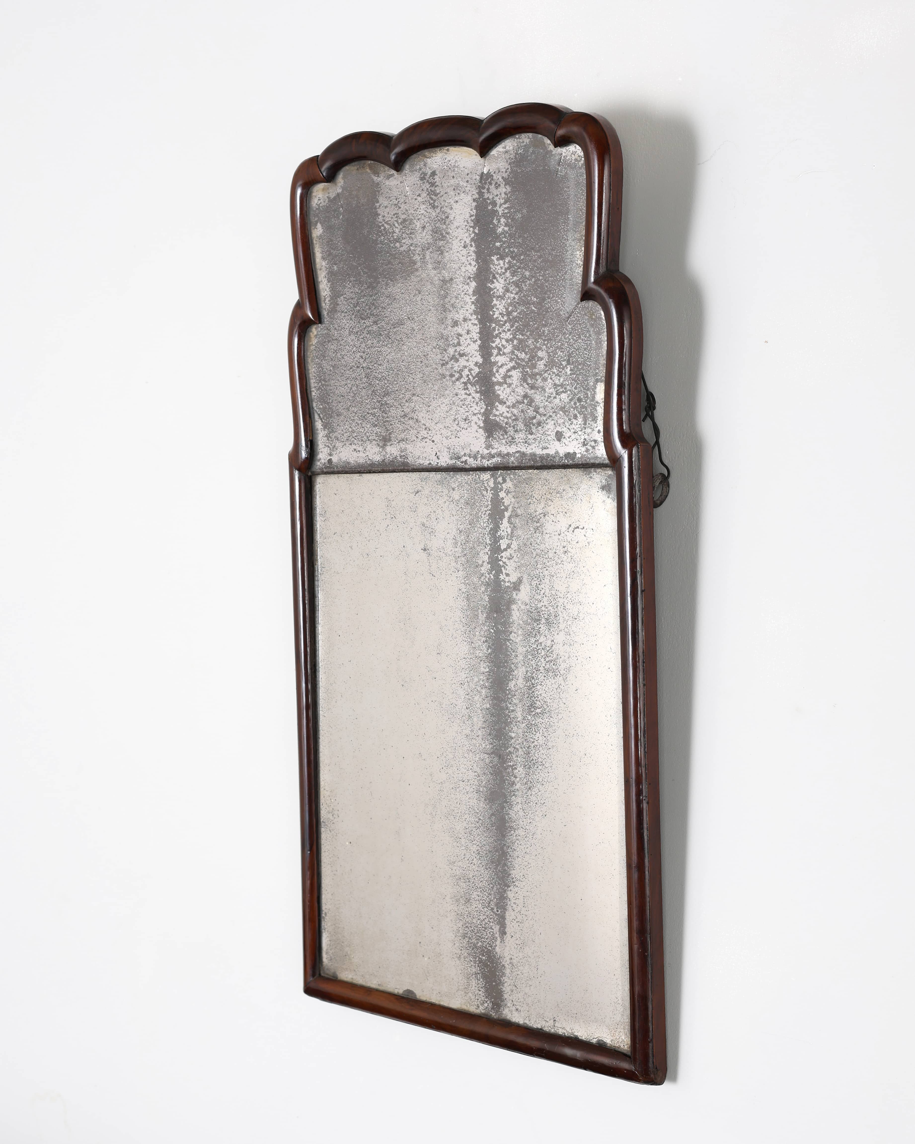 A Rare English Walnut Queen Anne Mirror