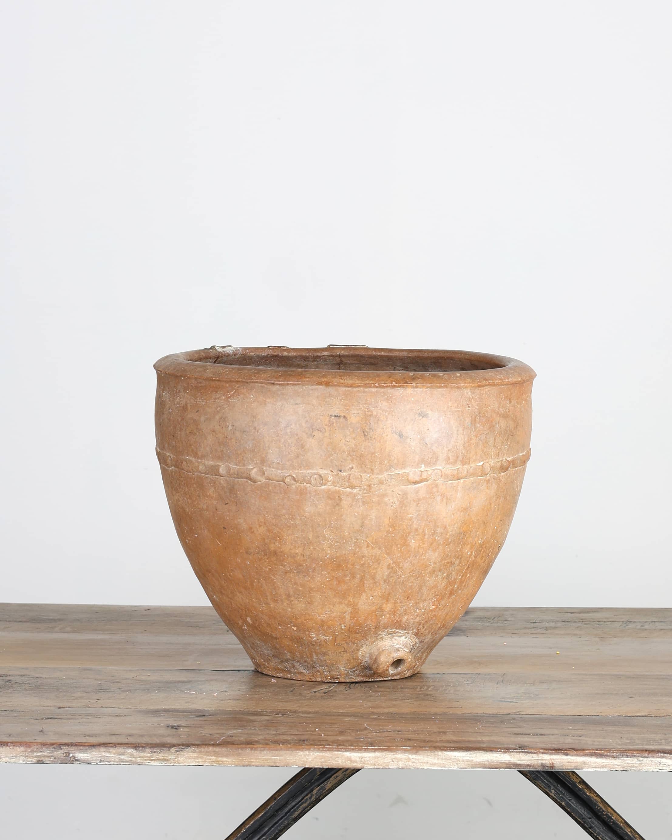 18th C. Staple Repaired Calanda Vessel