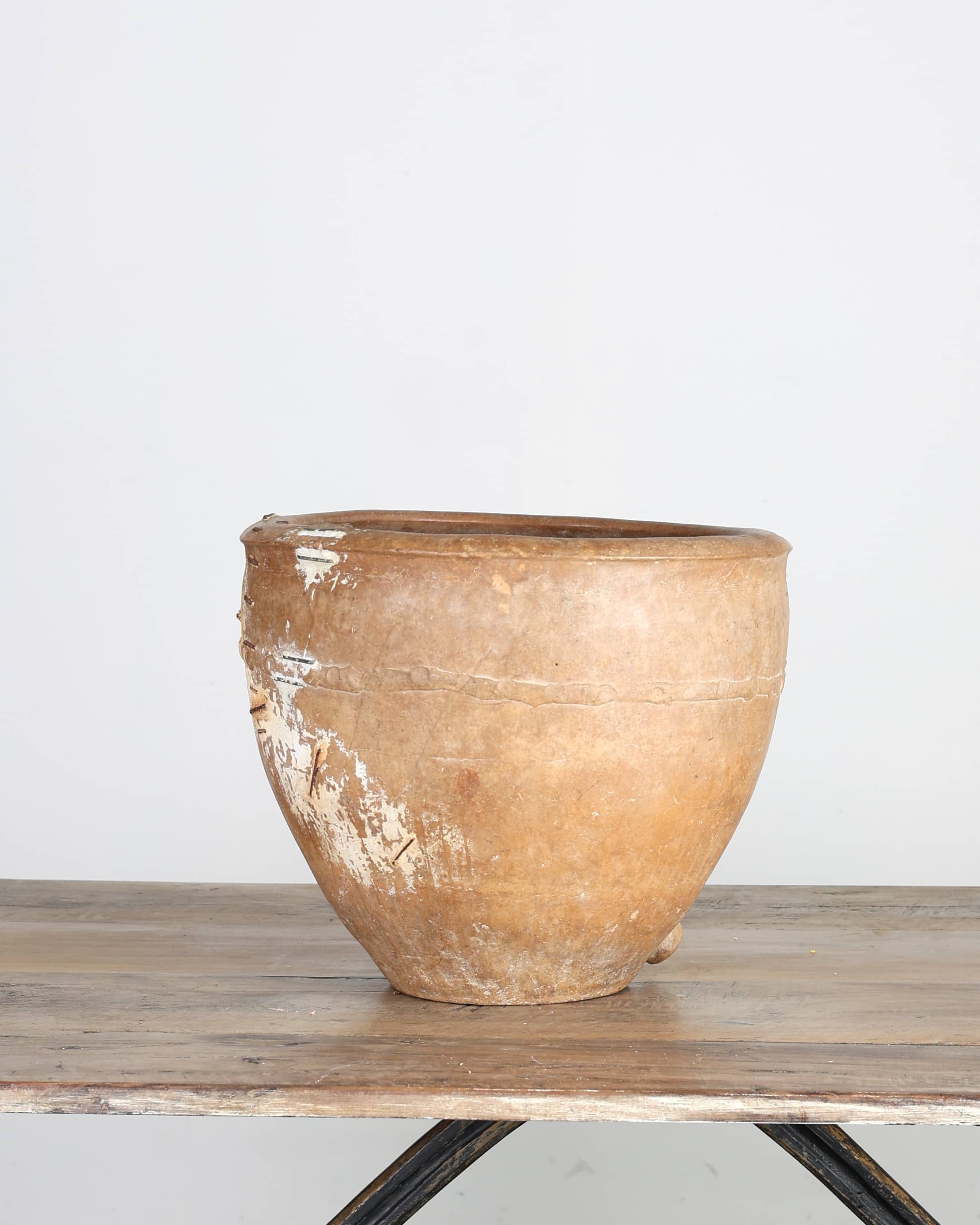 18th C. Staple Repaired Calanda Vessel