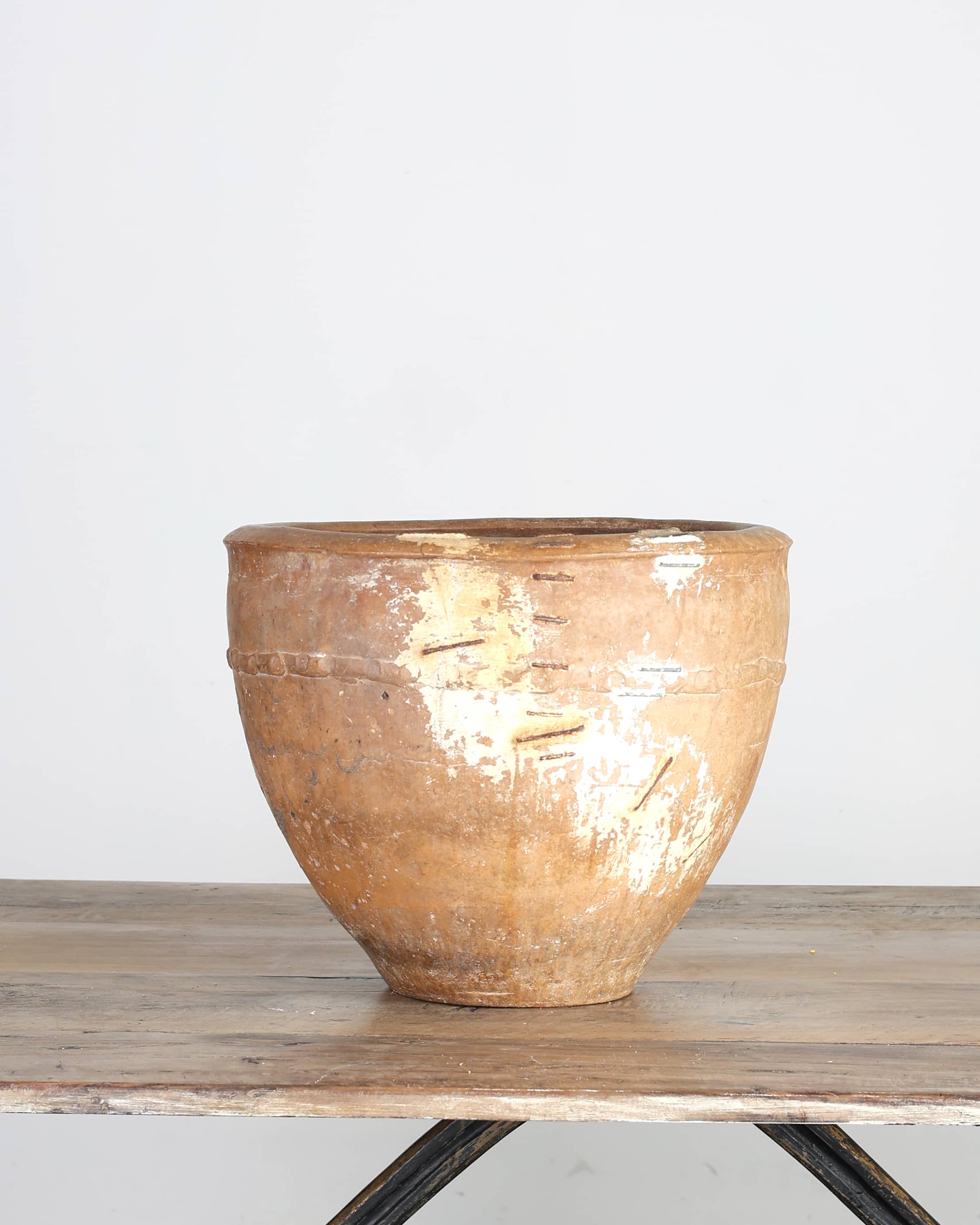 18th C. Staple Repaired Calanda Vessel