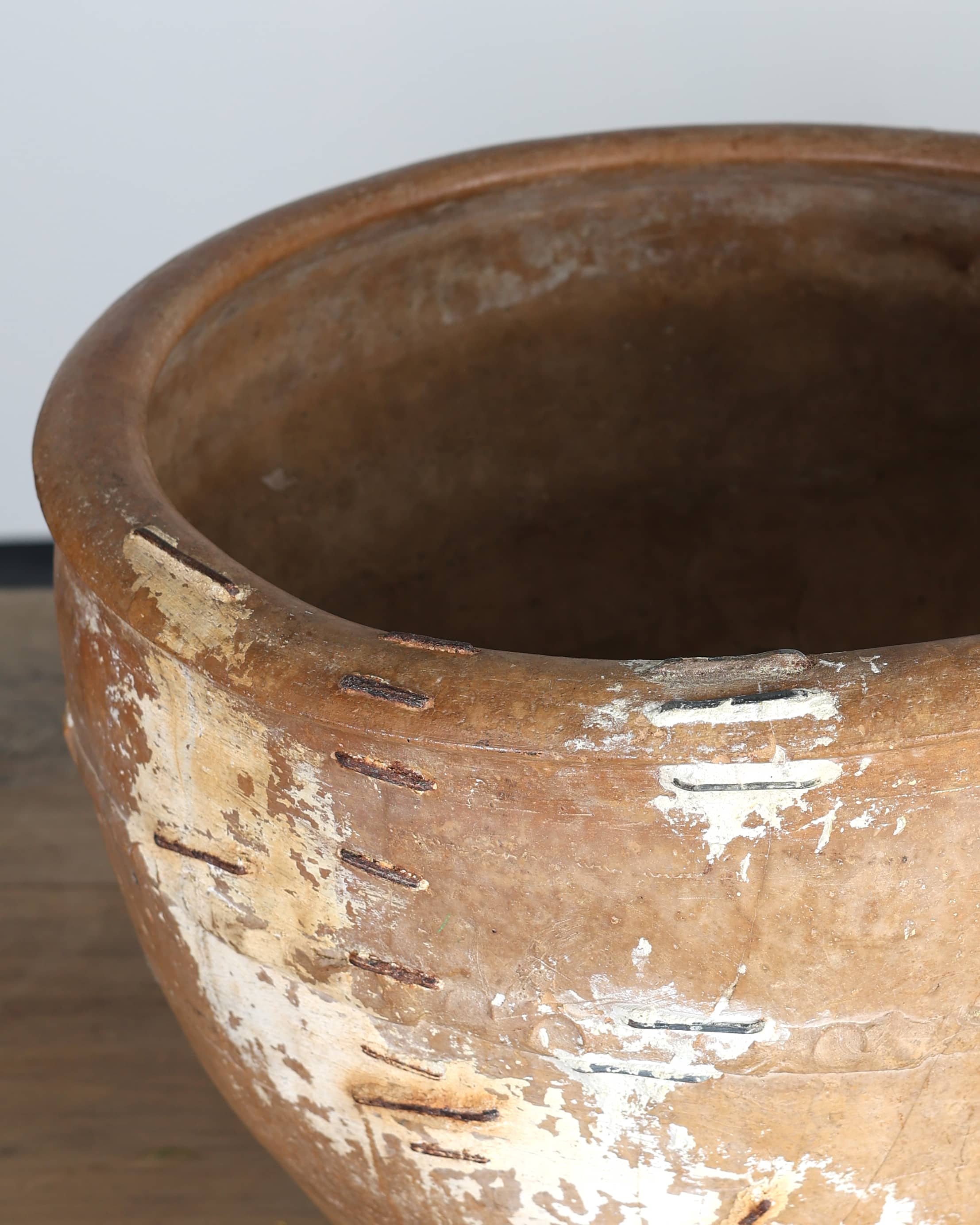 18th C. Staple Repaired Calanda Vessel