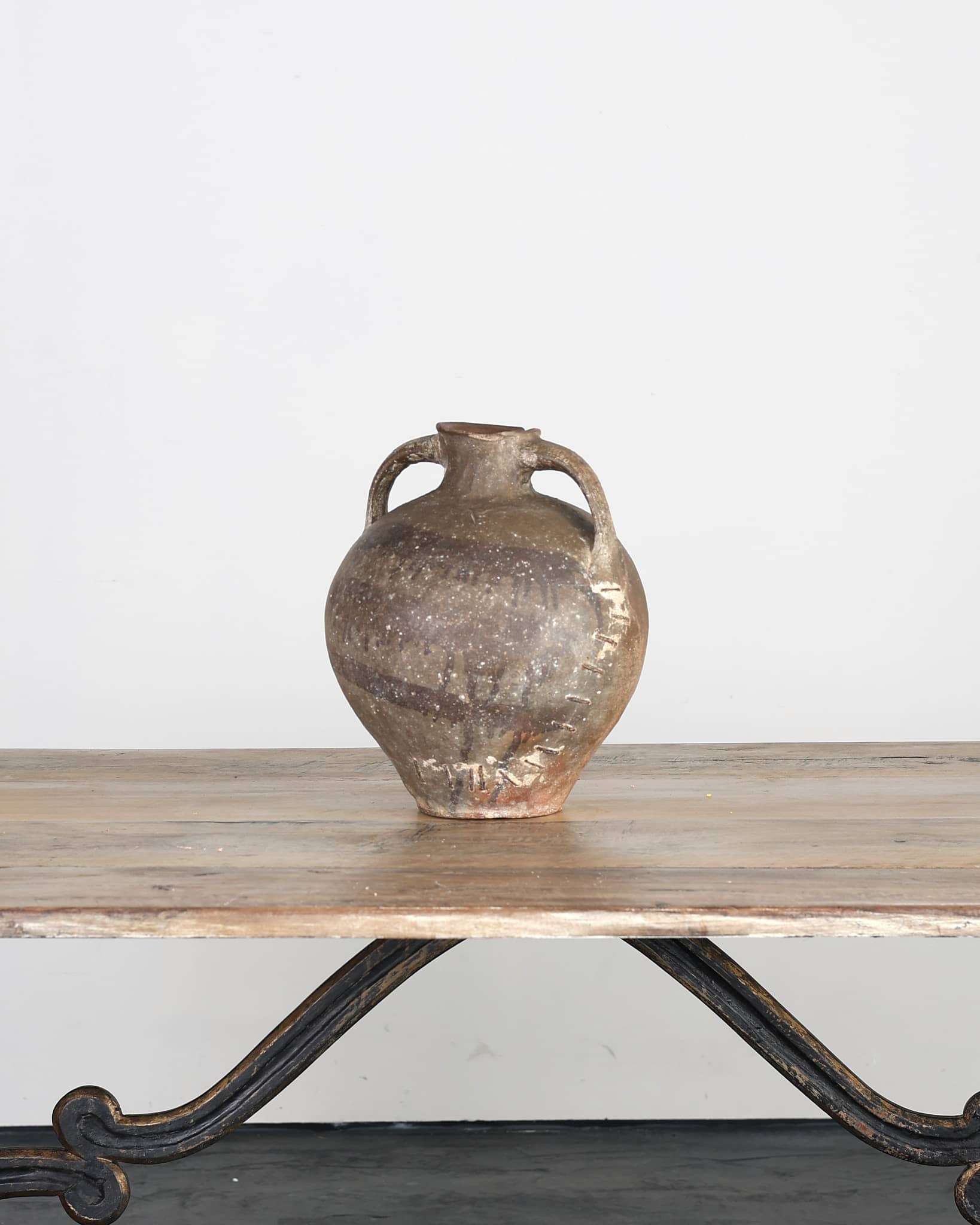 Heavily Stapled 18th C. Terracotta Vessel From Calanda, Spain
