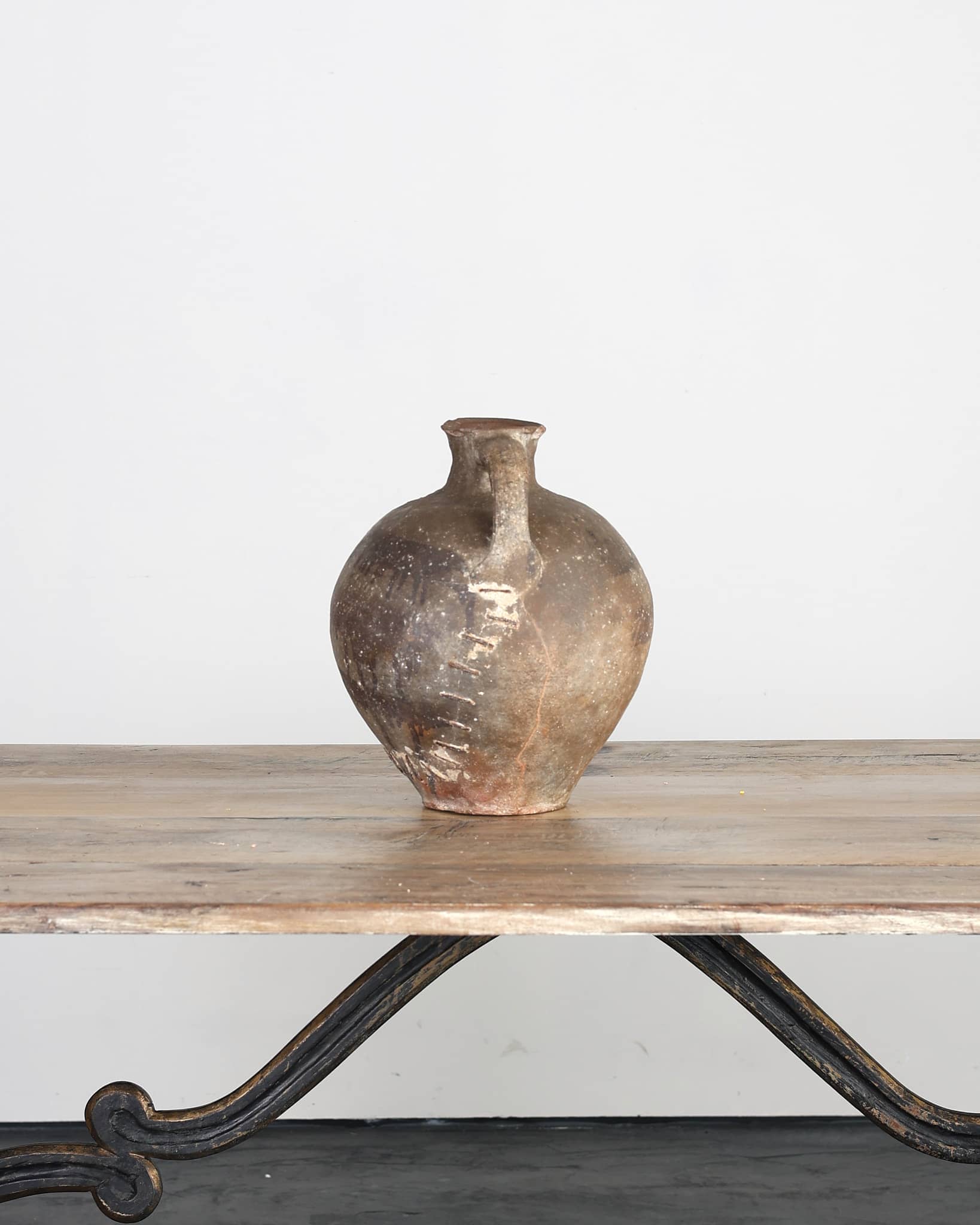 Heavily Stapled 18th C. Terracotta Vessel From Calanda, Spain