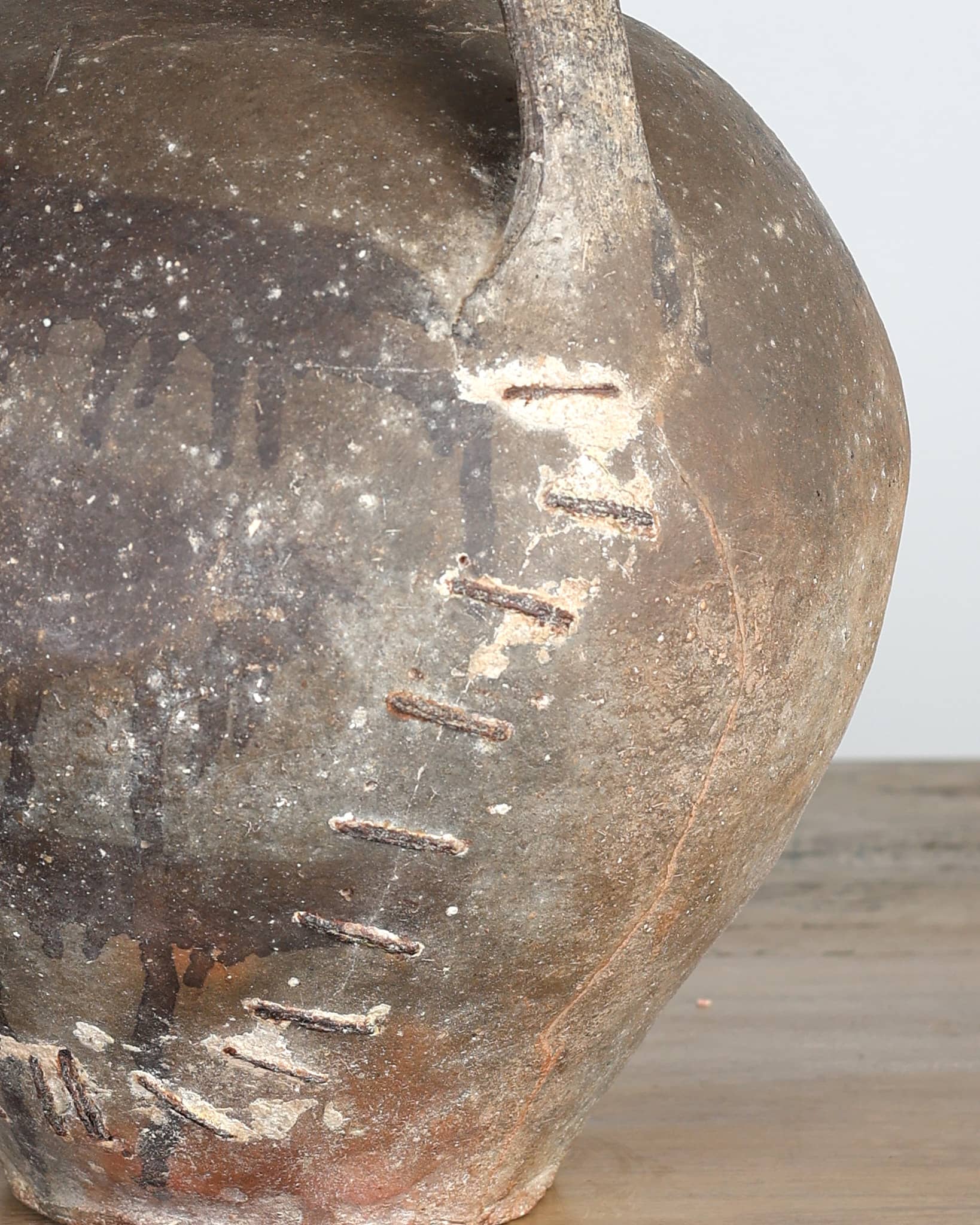 Heavily Stapled 18th C. Terracotta Vessel From Calanda, Spain