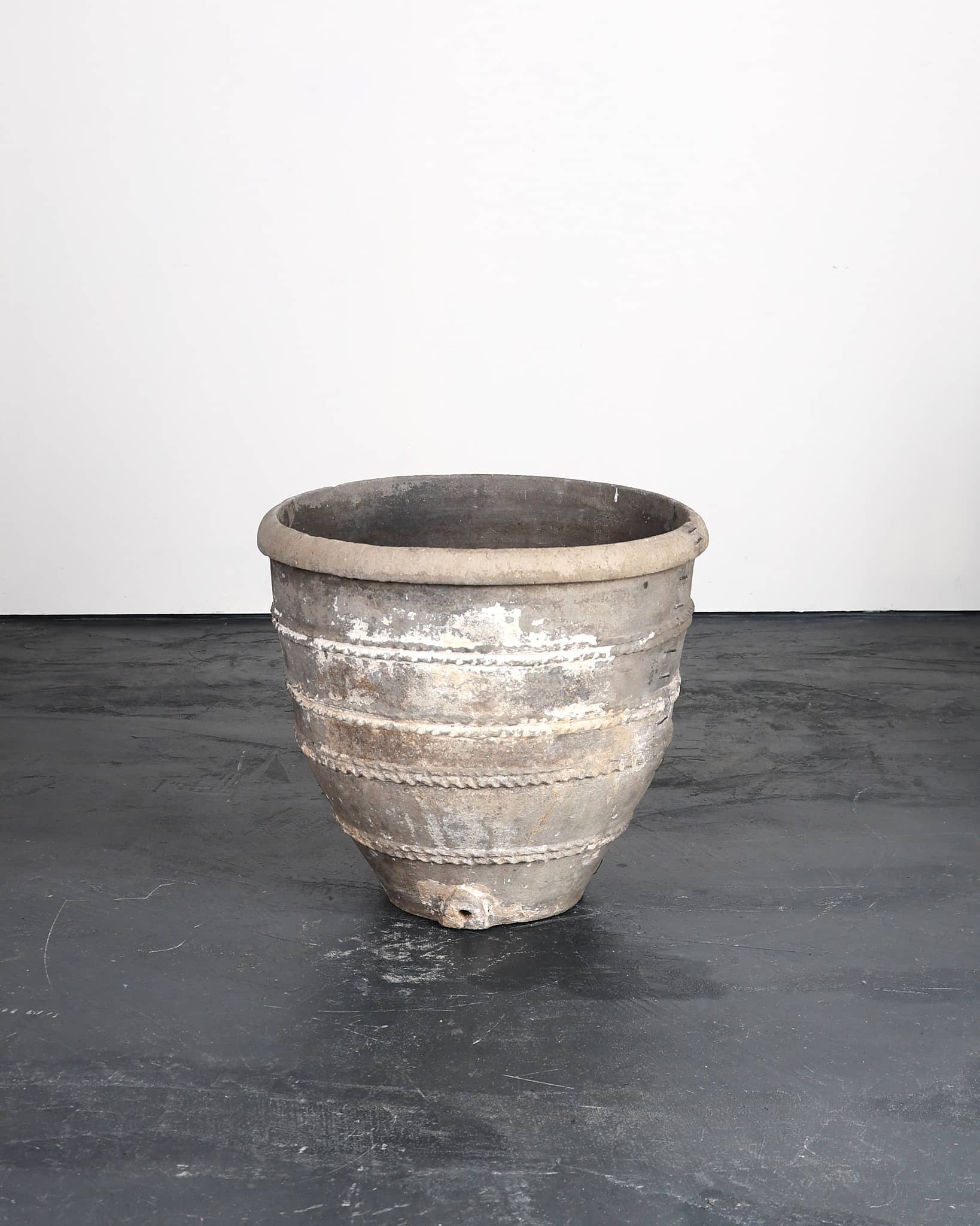 Heavily Stapled Early 19th C. Black Terracotta Cosi Pot
