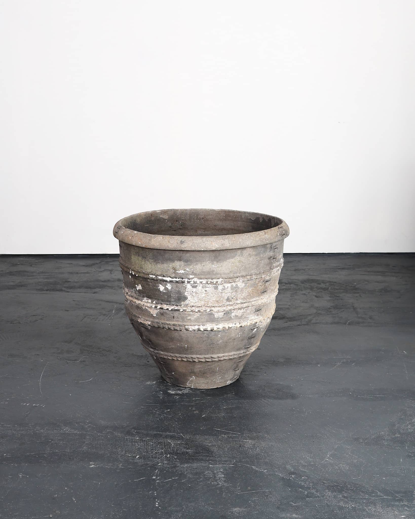 Heavily Stapled Early 19th C. Black Terracotta Cosi Pot