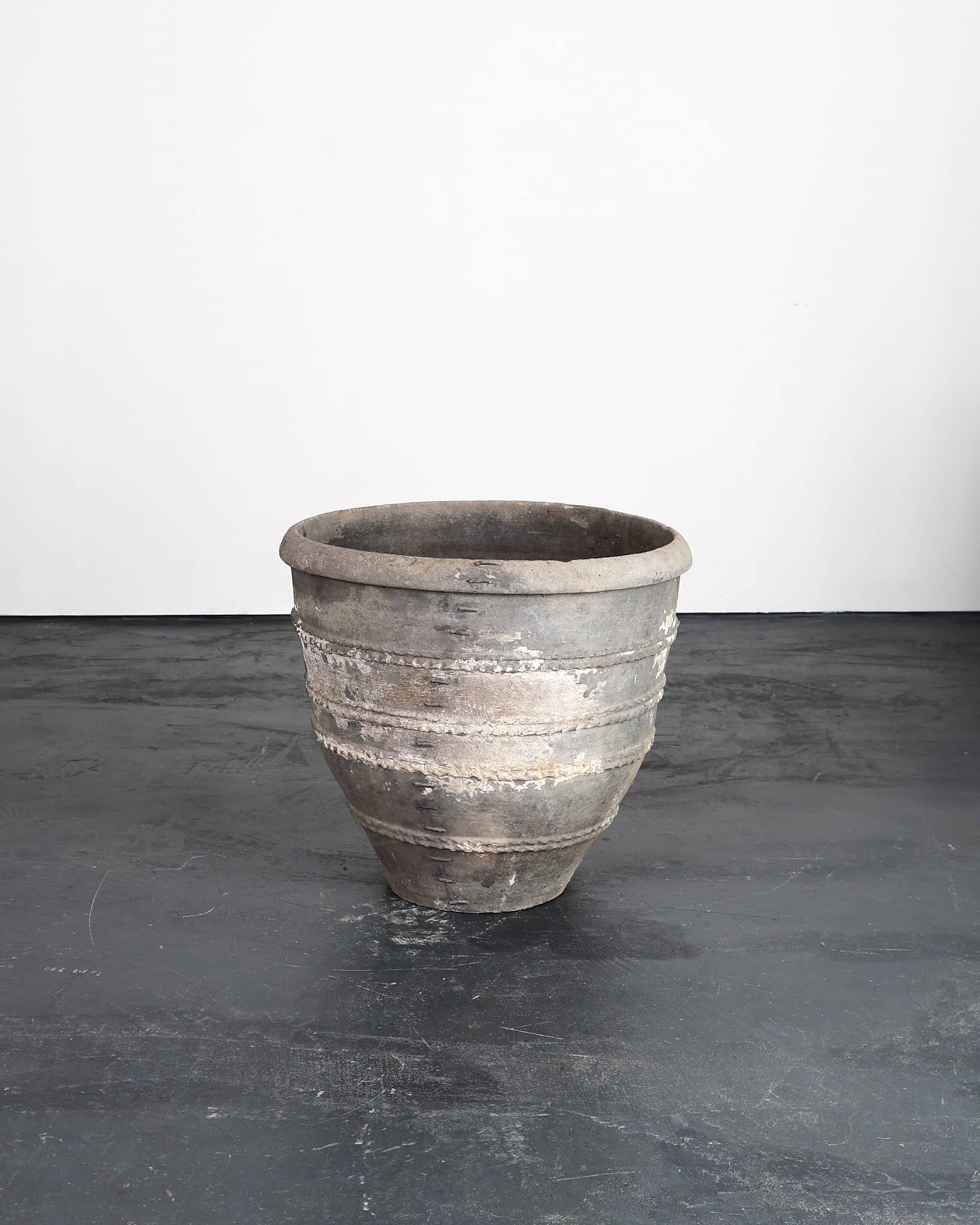 Heavily Stapled Early 19th C. Black Terracotta Cosi Pot