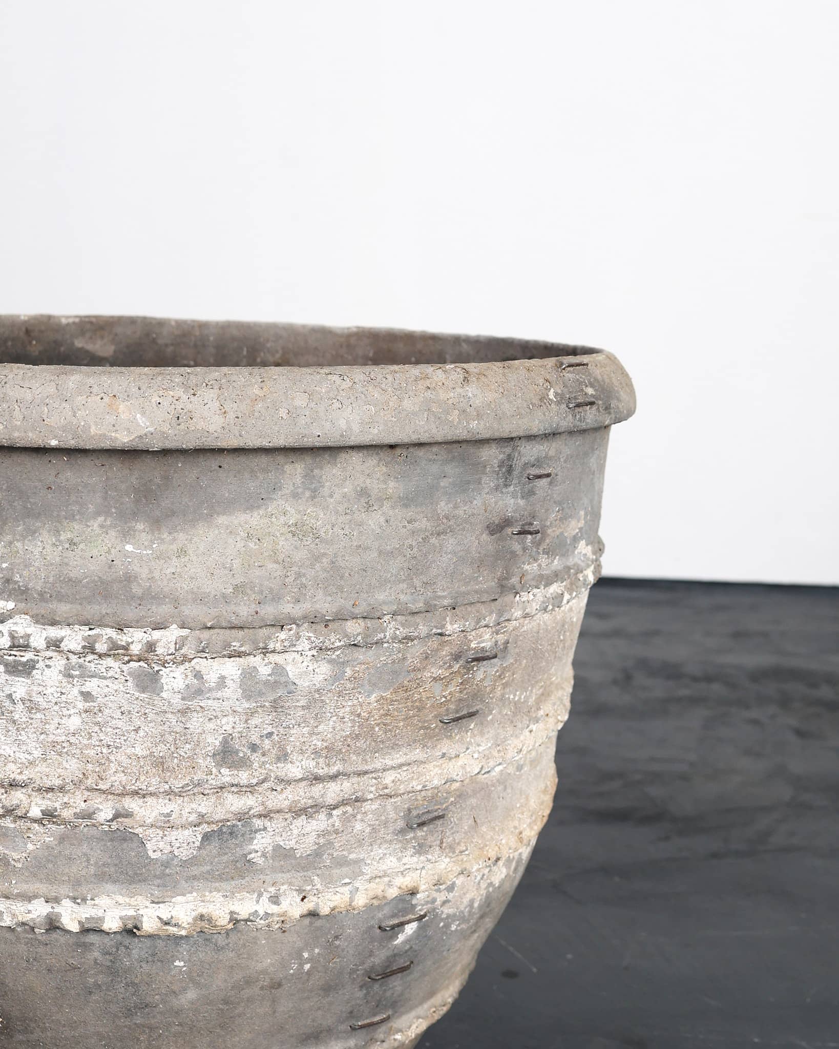 Heavily Stapled Early 19th C. Black Terracotta Cosi Pot