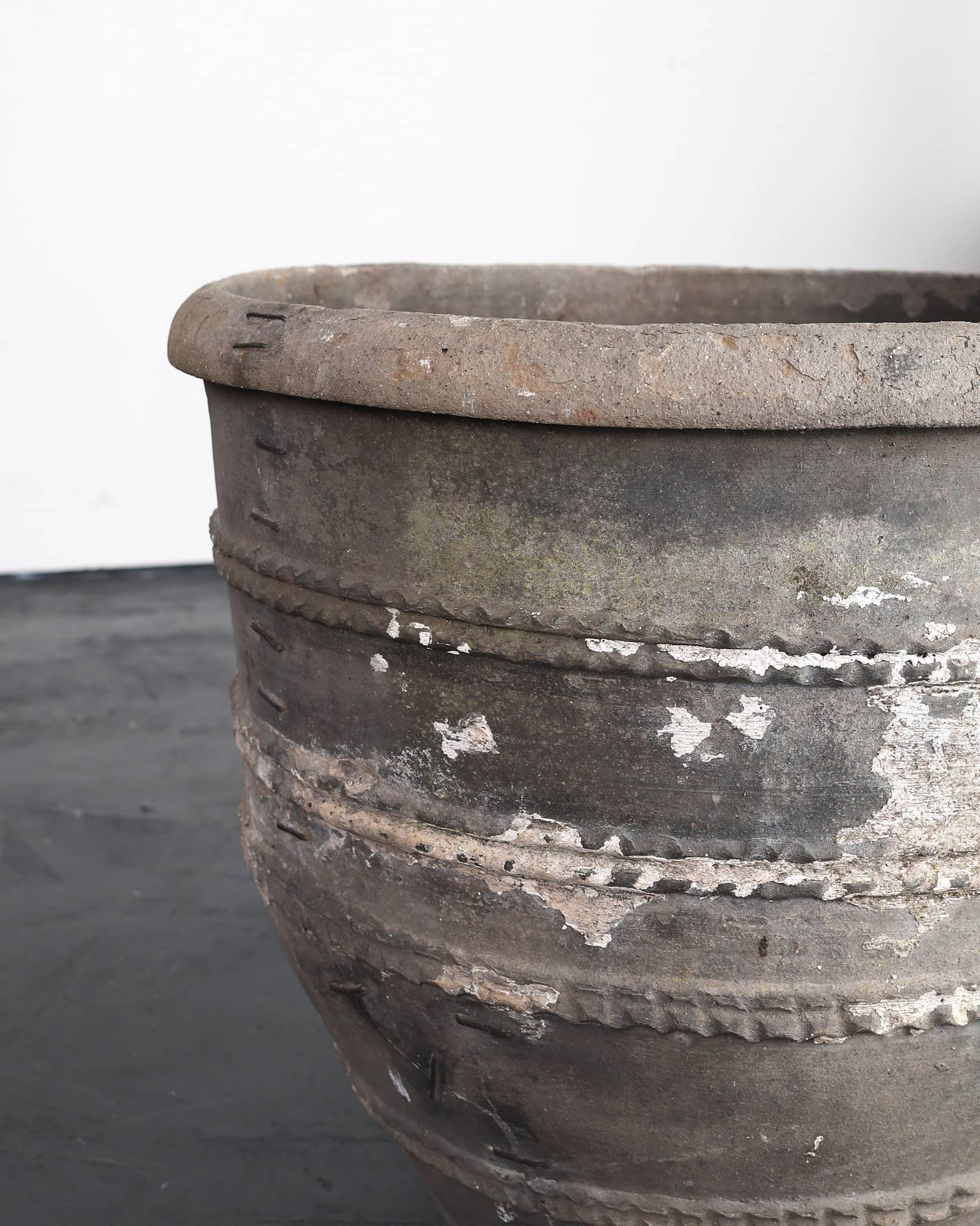 Heavily Stapled Early 19th C. Black Terracotta Cosi Pot
