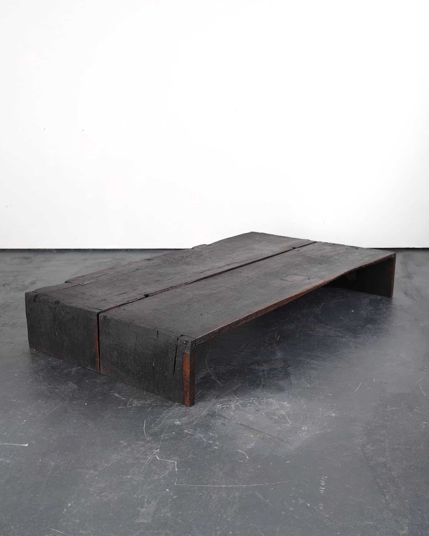 Pair Of Primitive Low Table In 18th C. Portuguese Chestnut