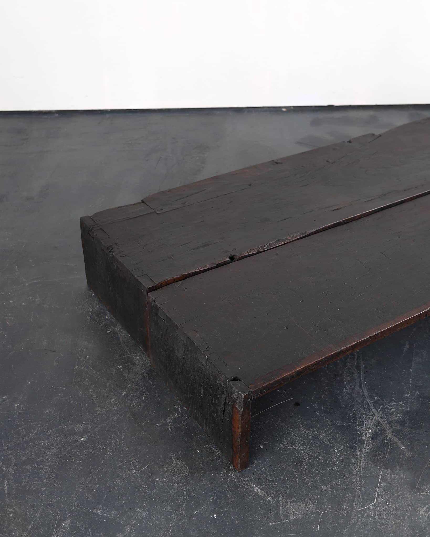 Pair Of Primitive Low Table In 18th C. Portuguese Chestnut