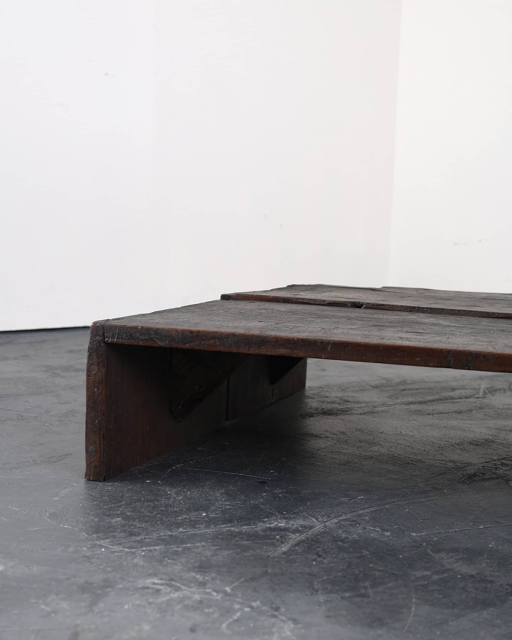 Pair Of Primitive Low Table In 18th C. Portuguese Chestnut