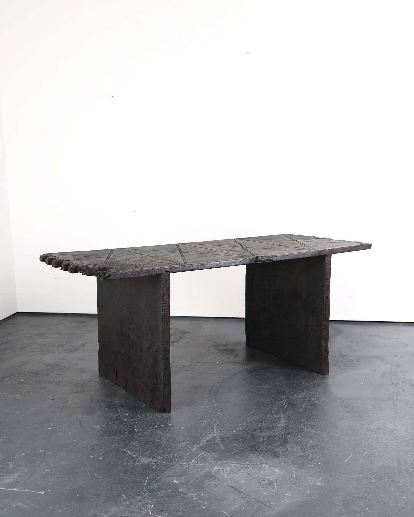 Primitive Table In Early 18th C. Hewn Portuguese Chestnut