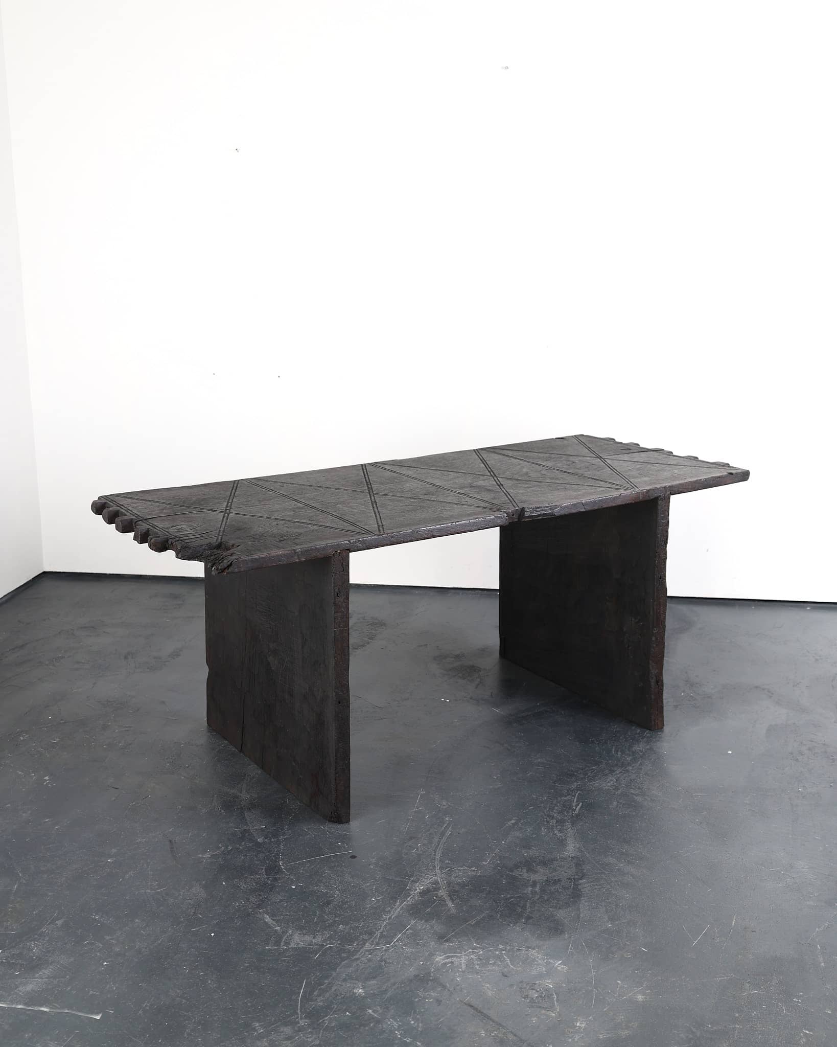 Primitive Table In Early 18th C. Hewn Portuguese Chestnut