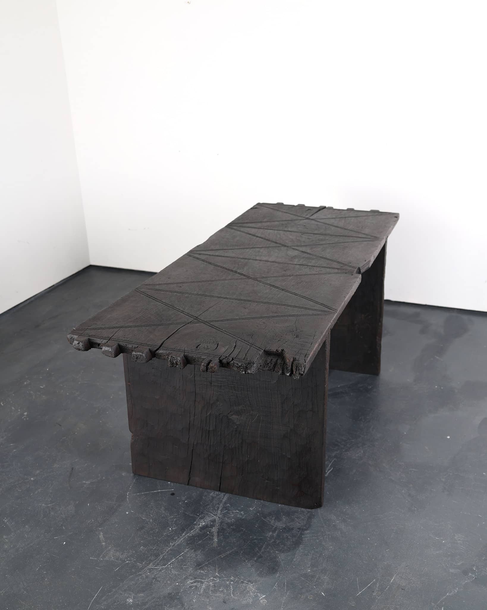 Primitive Table In Early 18th C. Hewn Portuguese Chestnut