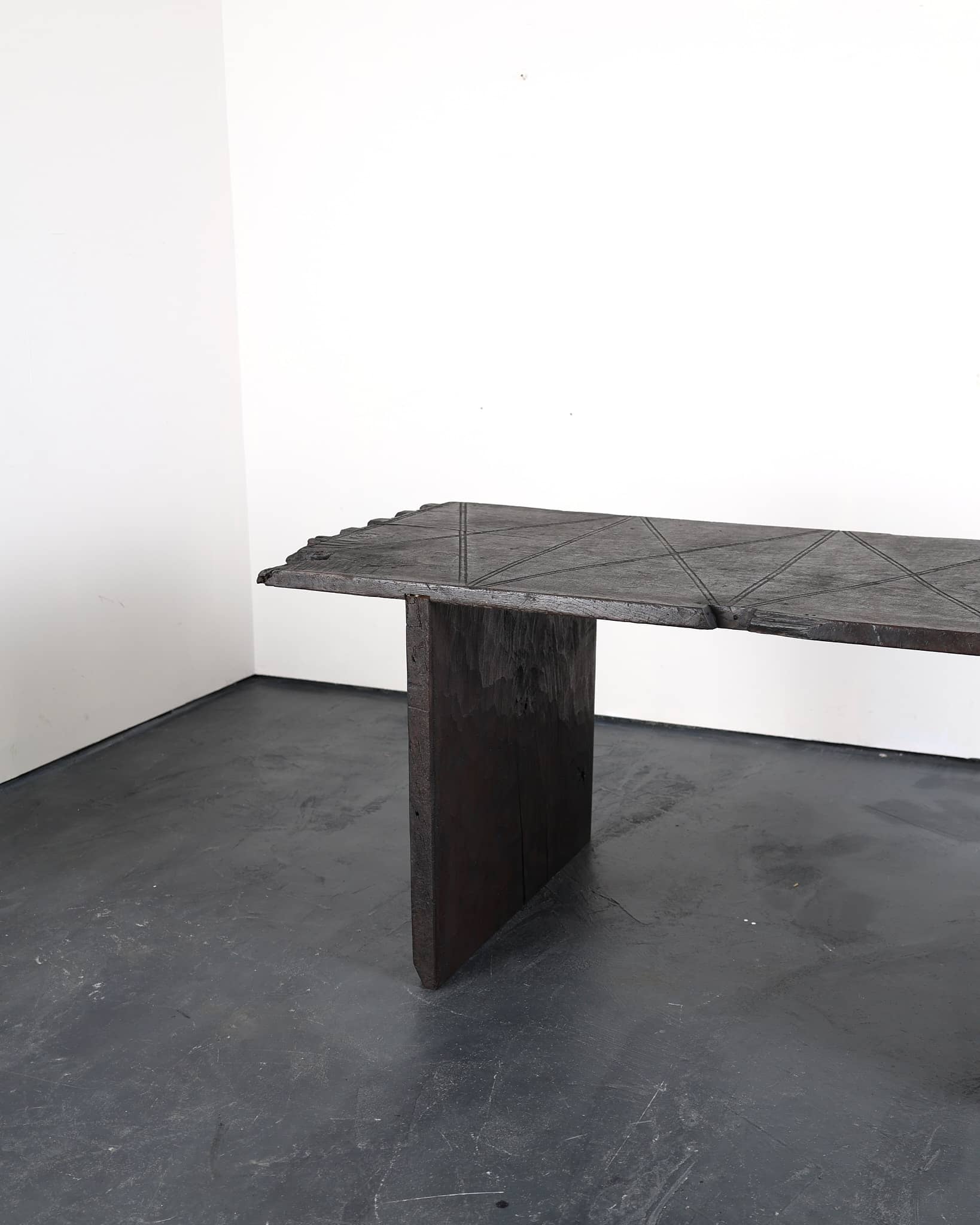 Primitive Table In Early 18th C. Hewn Portuguese Chestnut