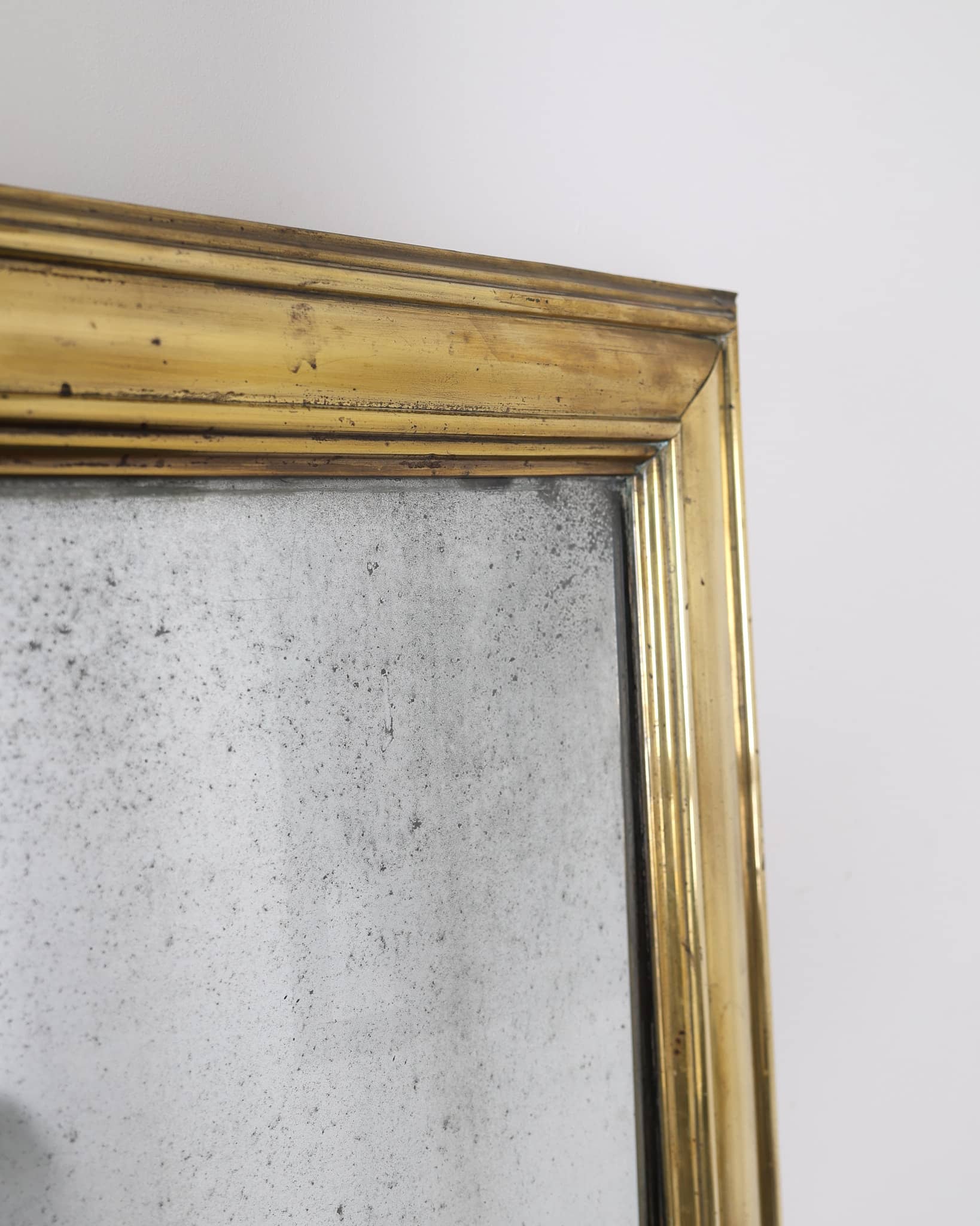 Exceptional XL Early 20th C. Brass Bistro Mirror