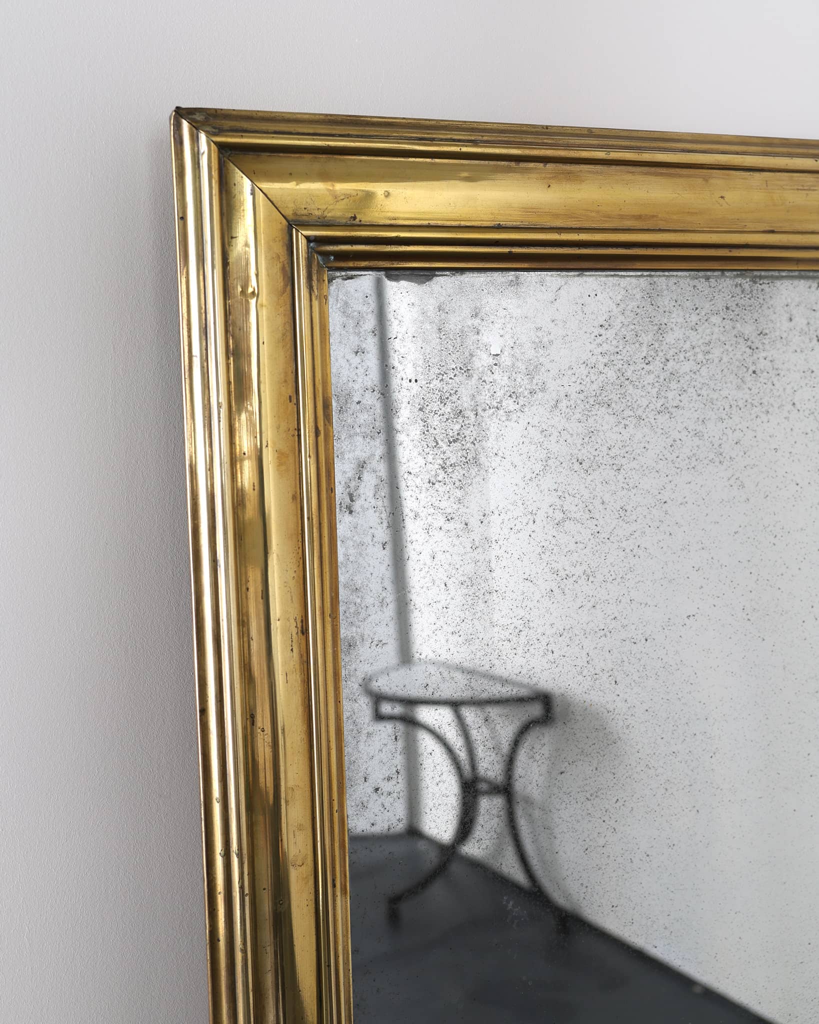 Exceptional XL Early 20th C. Brass Bistro Mirror