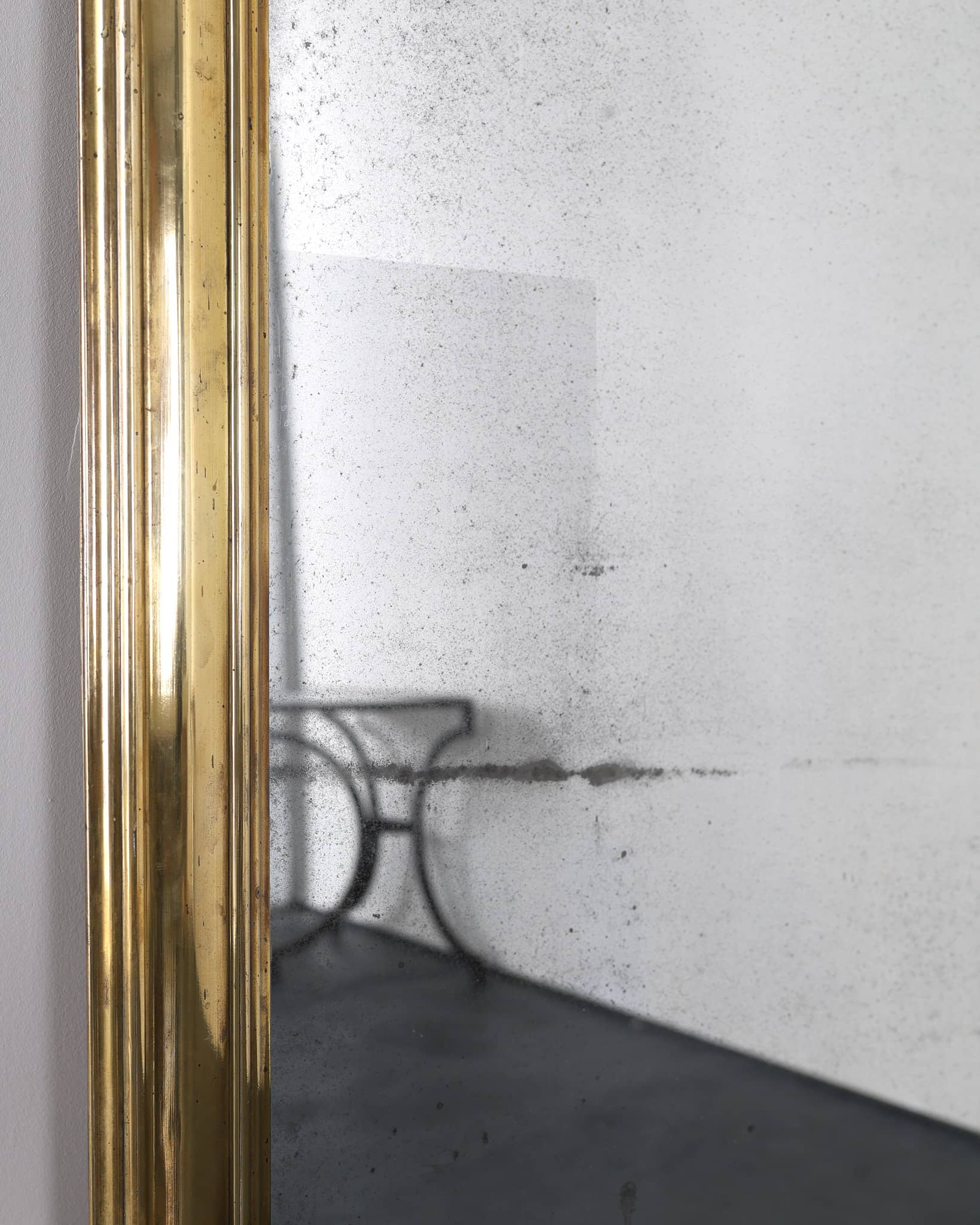 Exceptional XL Early 20th C. Brass Bistro Mirror