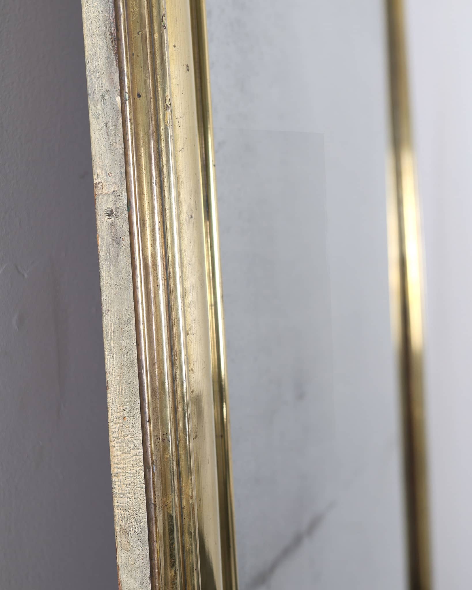 Exceptional XL Early 20th C. Brass Bistro Mirror