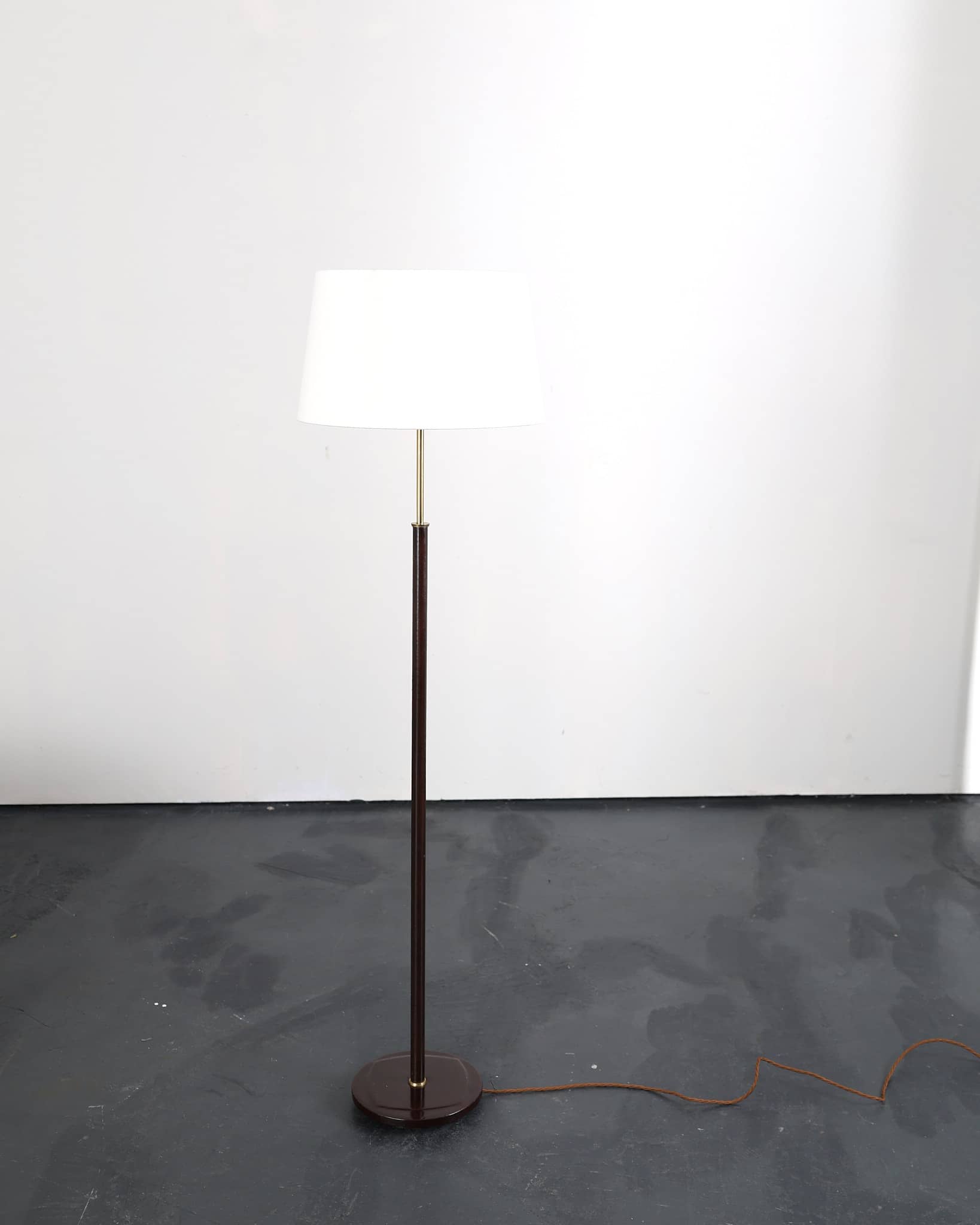C.1950s Swedish Stitched Leather Standard Lamp