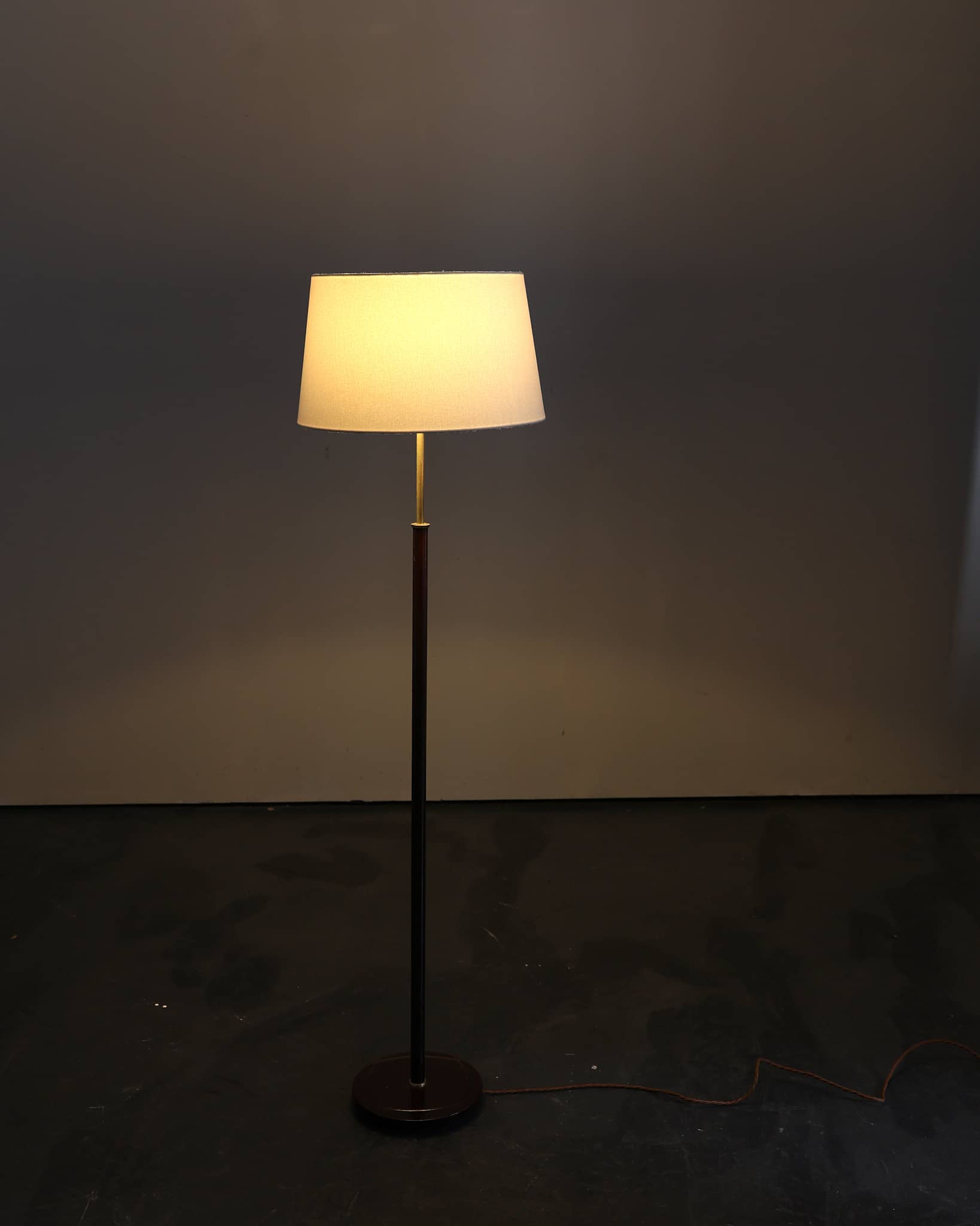 C.1950s Swedish Stitched Leather Standard Lamp