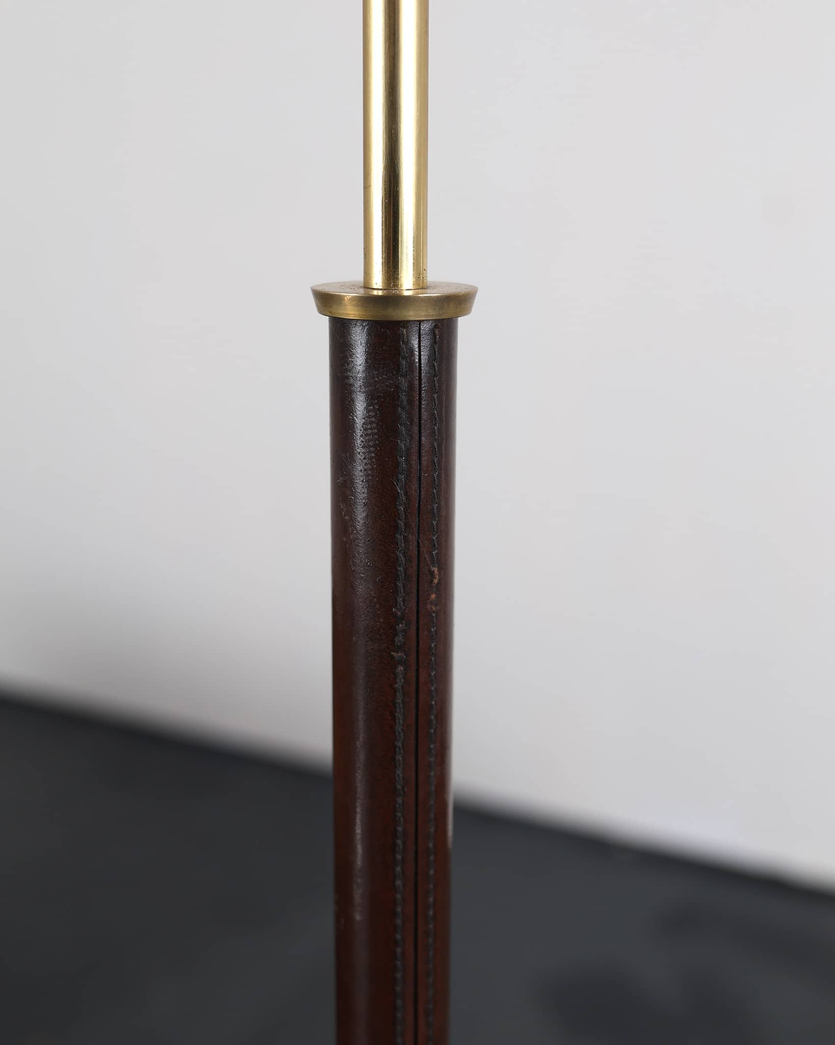 C.1950s Swedish Stitched Leather Standard Lamp