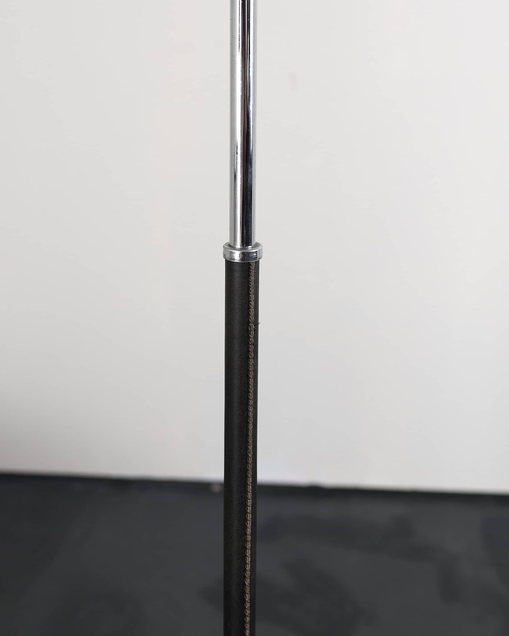 C.1960s Chrome & Stitched Leather Standard Lamp (1)