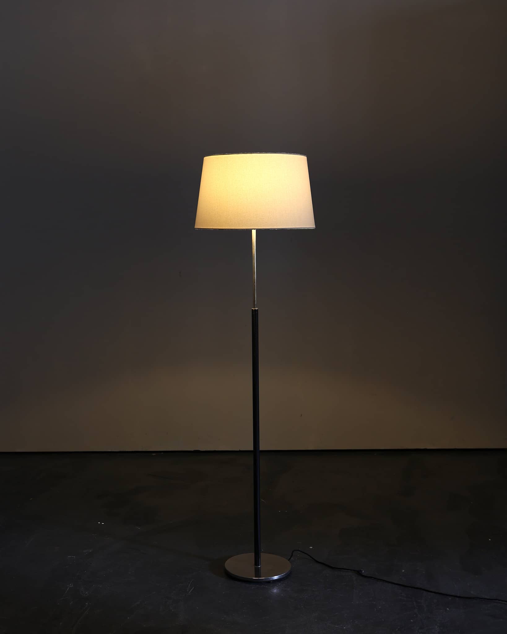 C.1960s Chrome & Stitched Leather Standard Lamp (2)