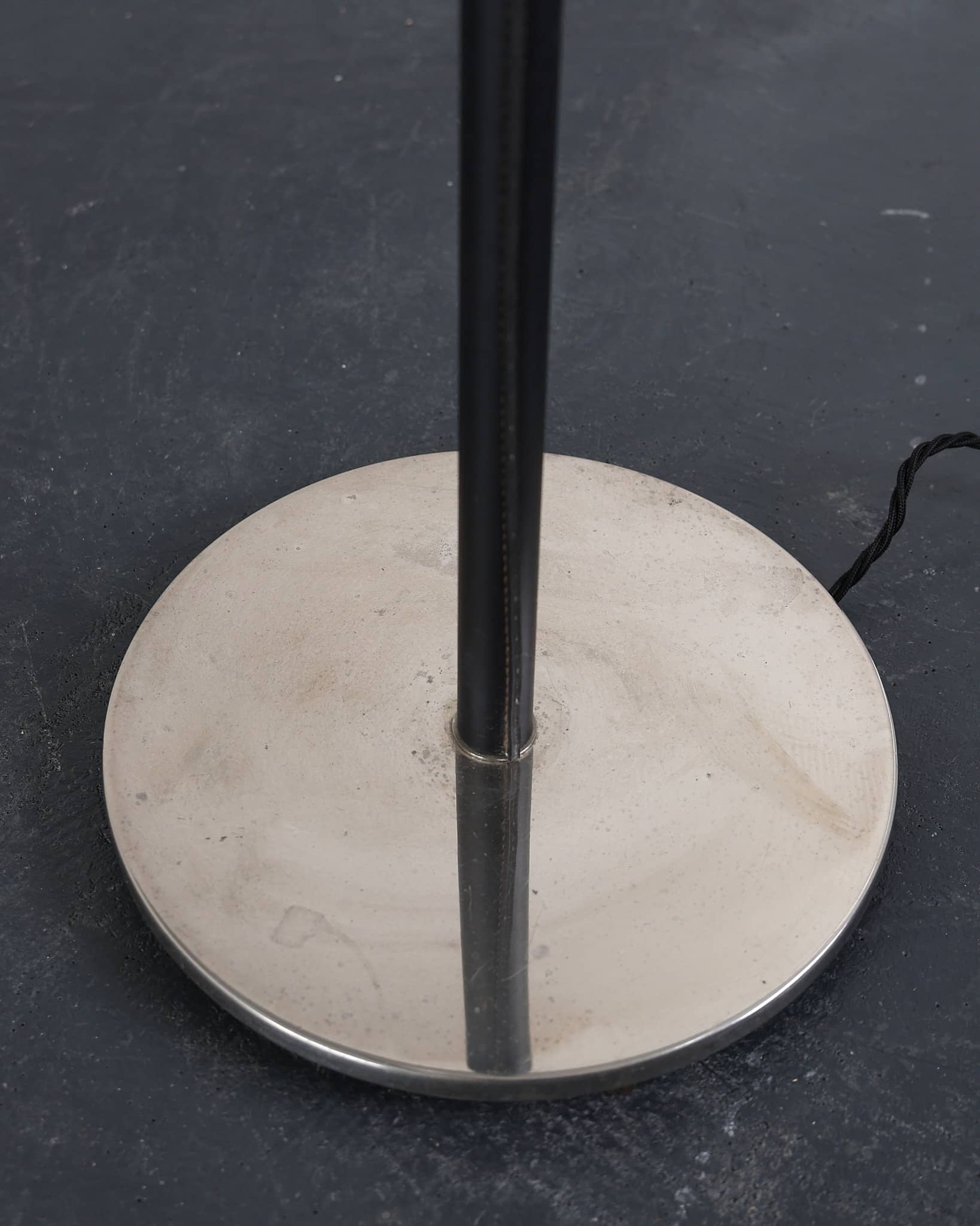 C.1960s Chrome & Stitched Leather Standard Lamp (2)