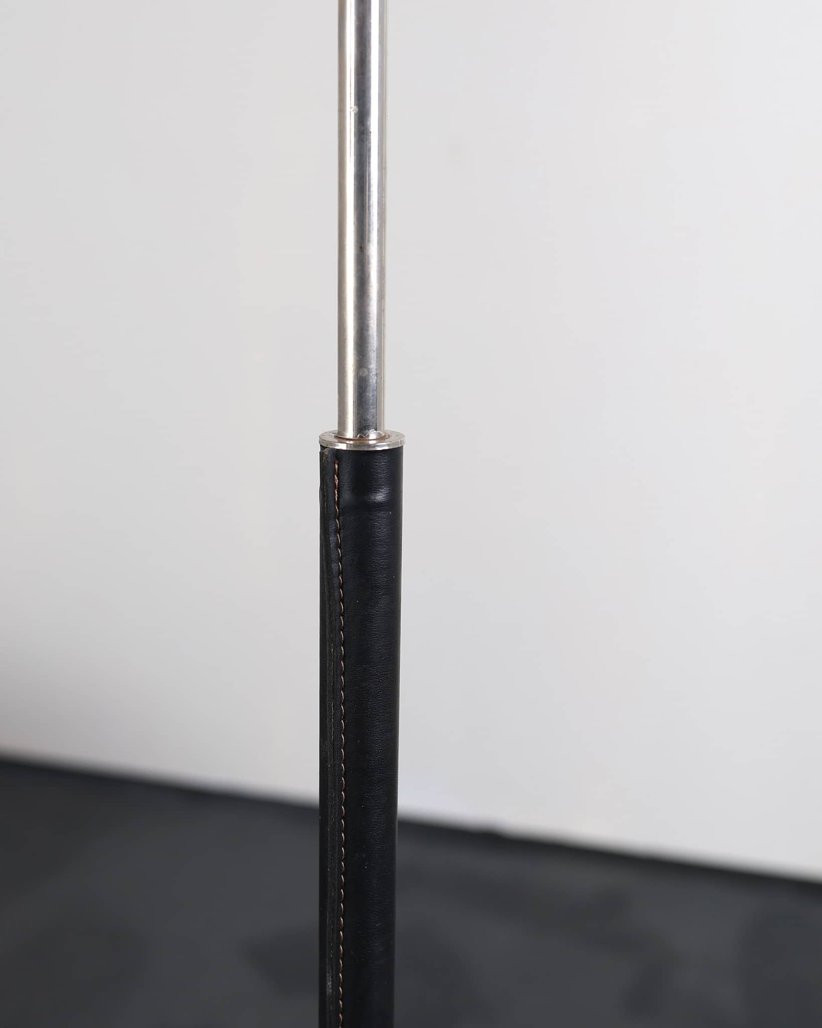 C.1960s Chrome & Stitched Leather Standard Lamp (2)