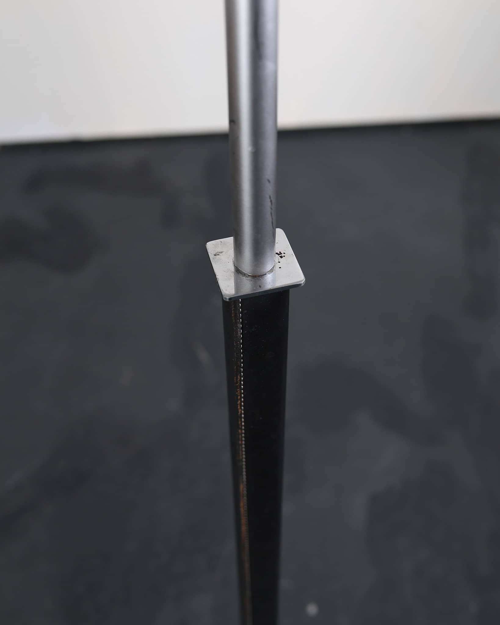 A C.1960s Chrome & Stitched Leather Swedish Square Stem Standard Lamp
