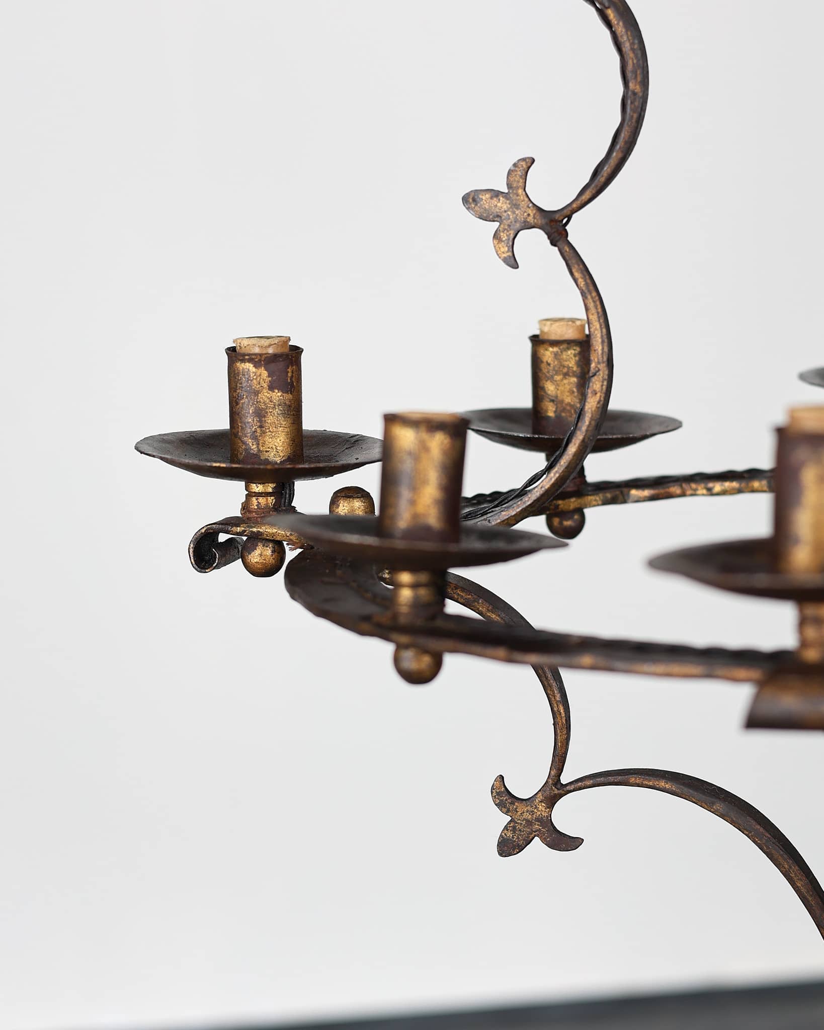 Catalan Gilt Iron 12 Arm Chandelier