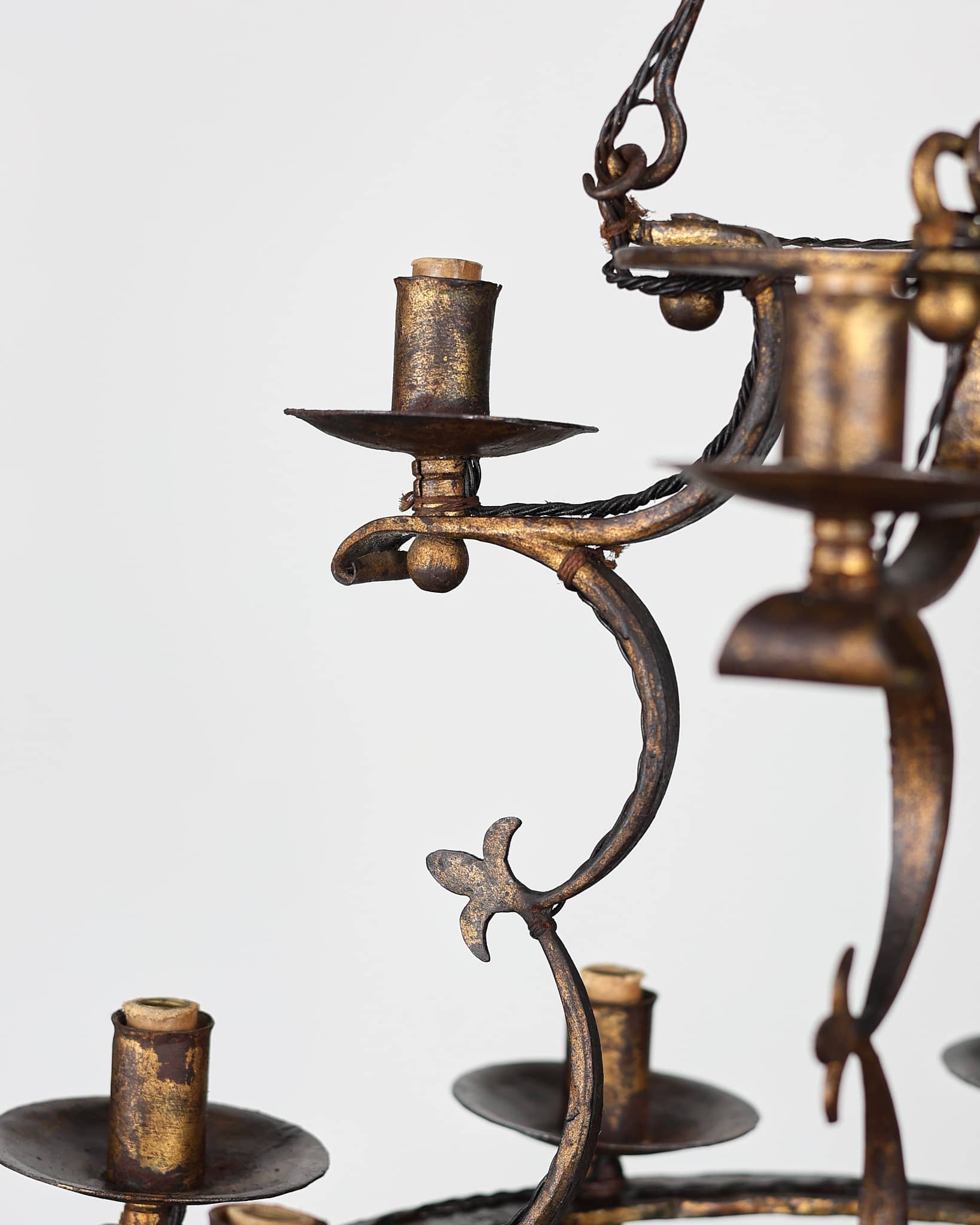 Catalan Gilt Iron 12 Arm Chandelier