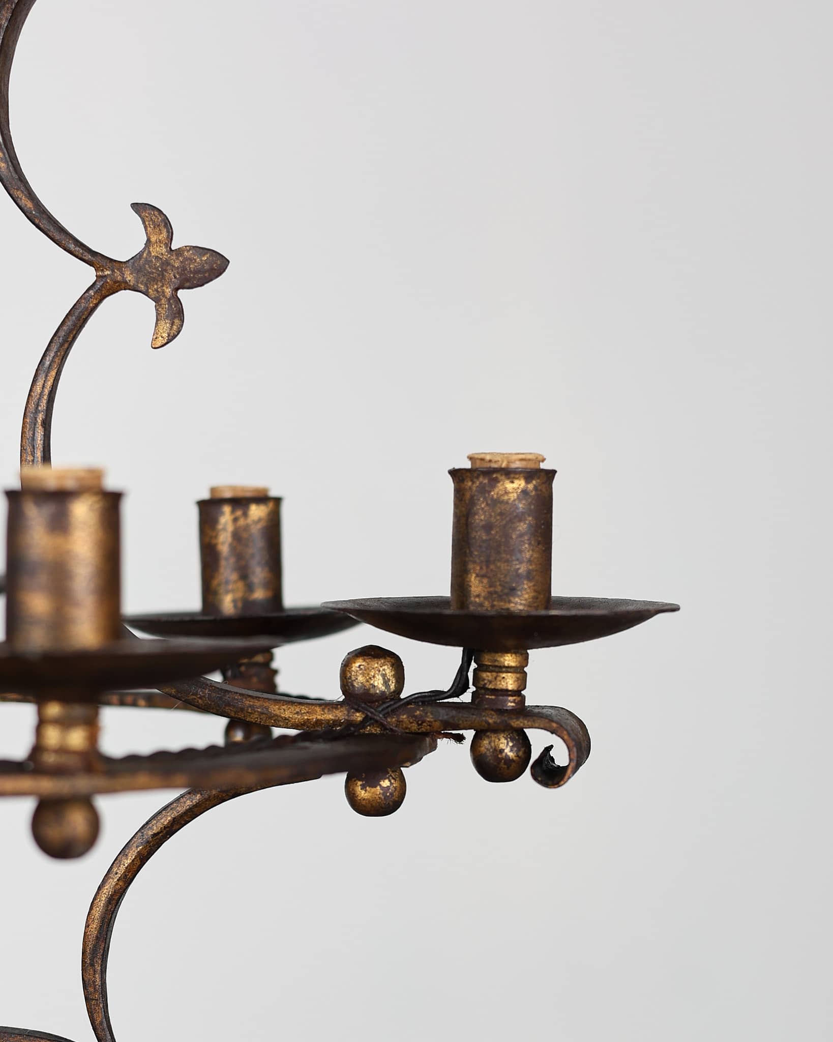Catalan Gilt Iron 12 Arm Chandelier