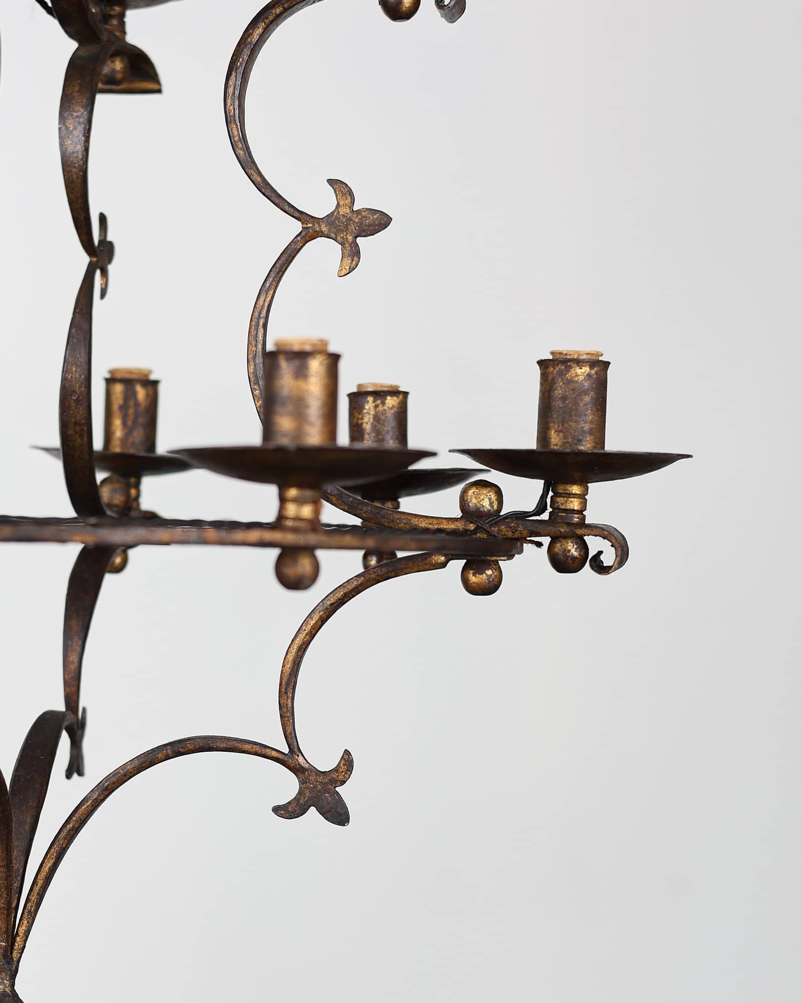 Catalan Gilt Iron 12 Arm Chandelier