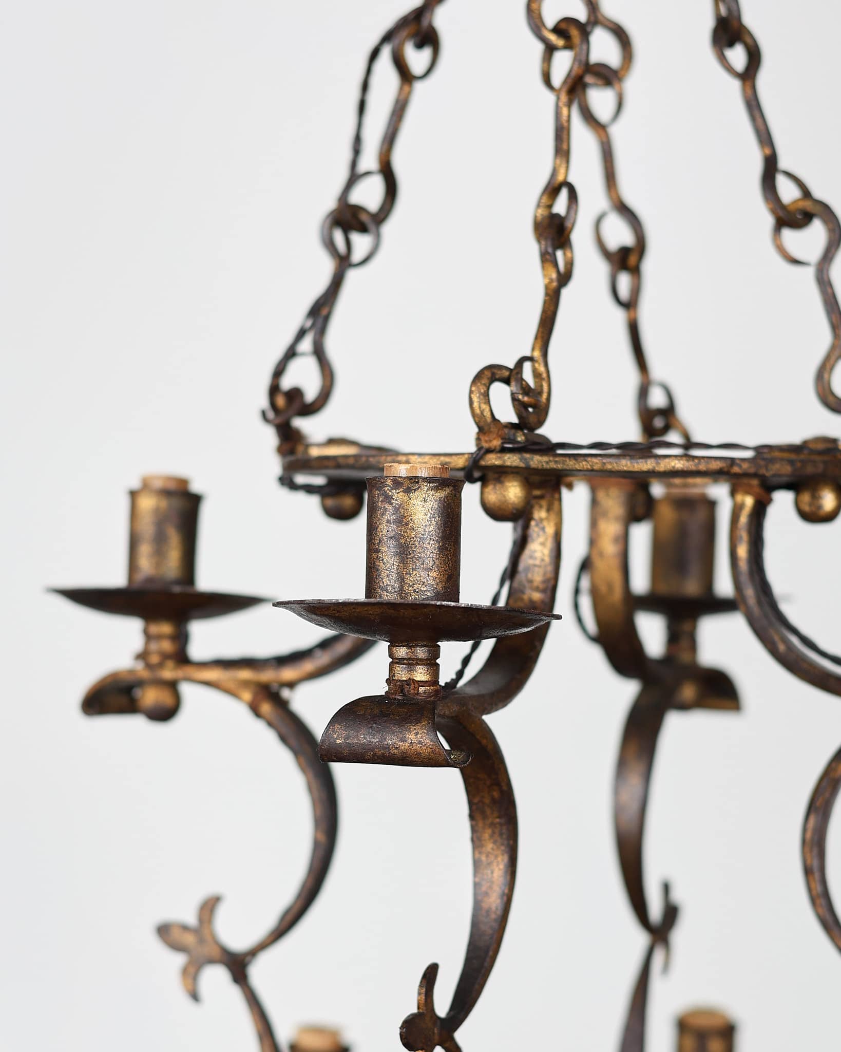 Catalan Gilt Iron 12 Arm Chandelier