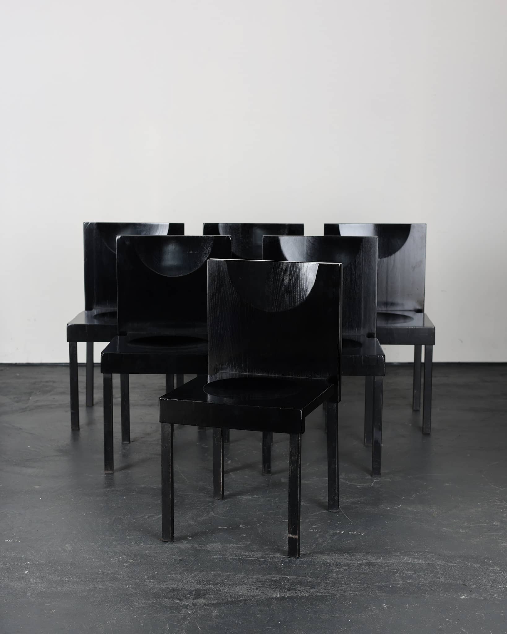 Set Of Six Ebonised Oak Dinning Chairs