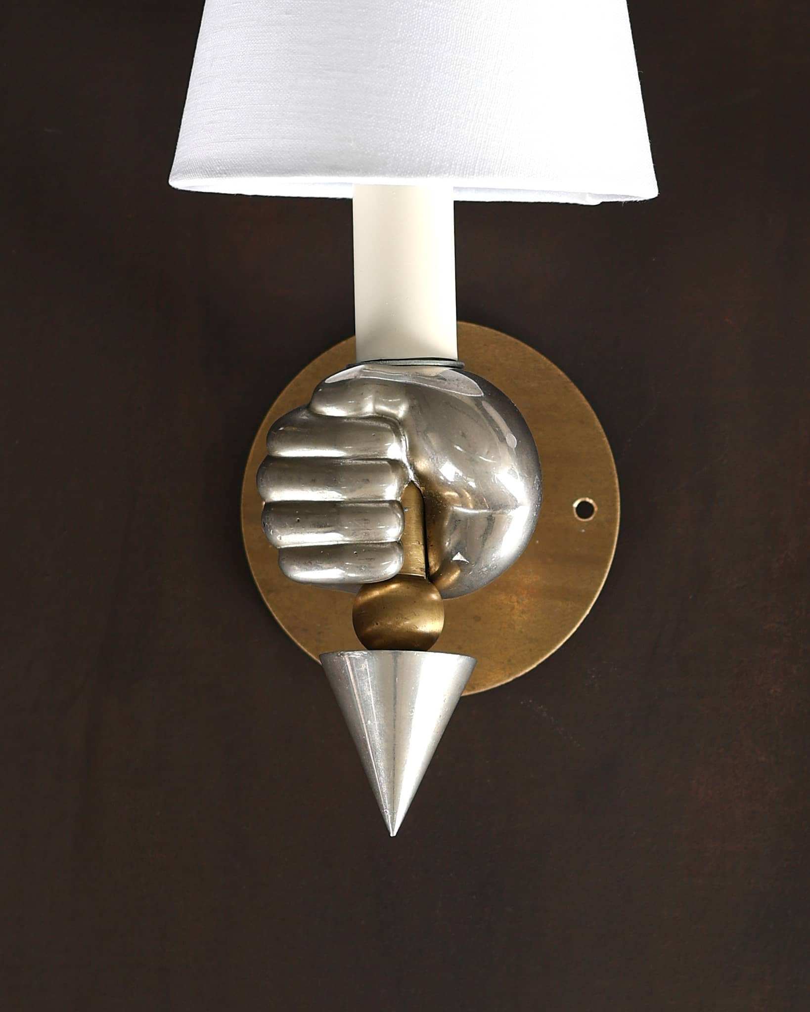 French C.1950s Sculptural Hand & Torch Sconces