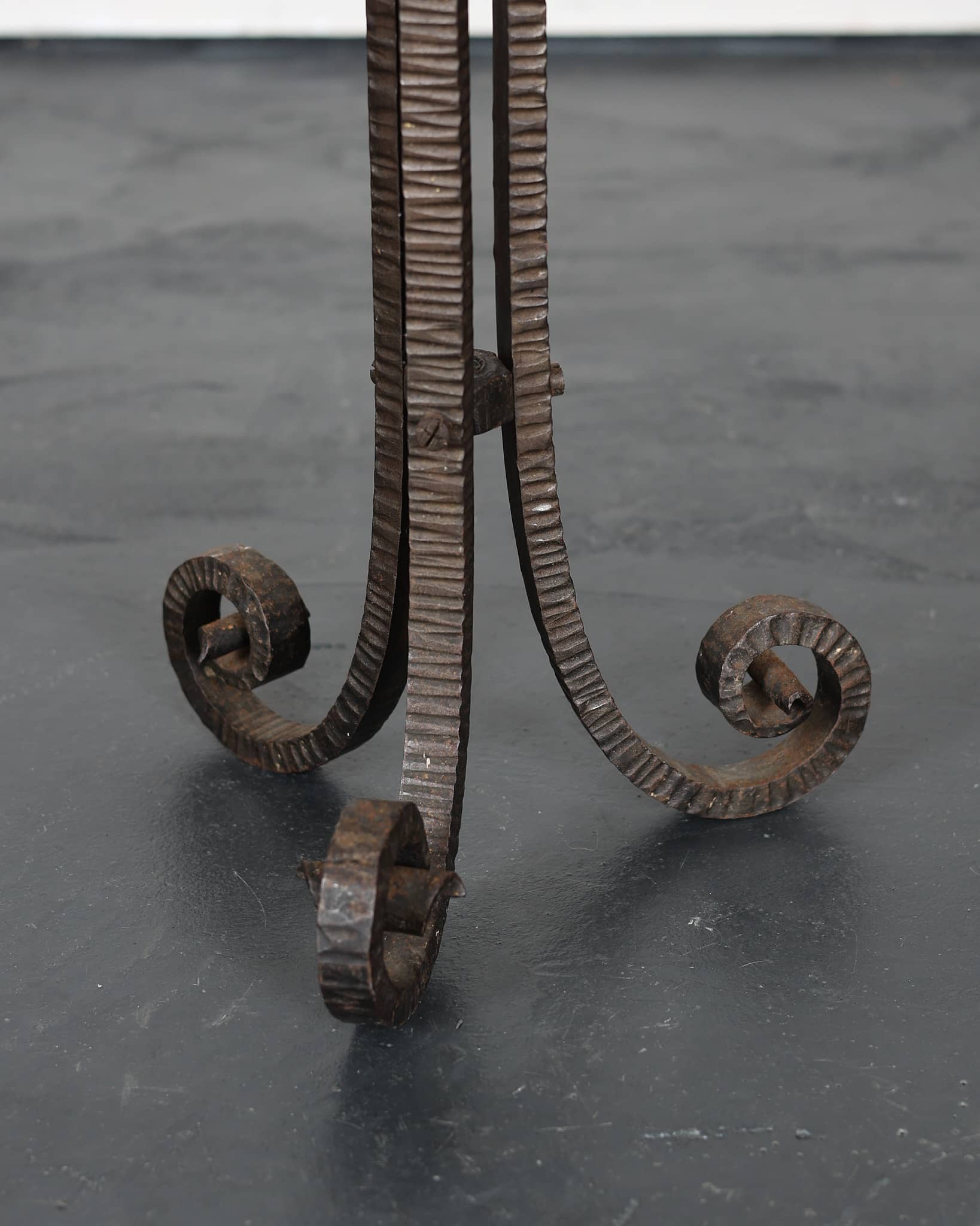 French C.1910 Art Nouveaux Tooled Iron Pedestal