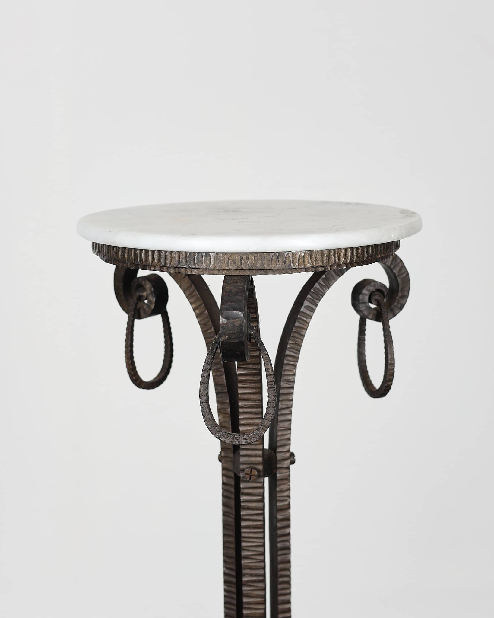French C.1910 Art Nouveaux Tooled Iron Pedestal