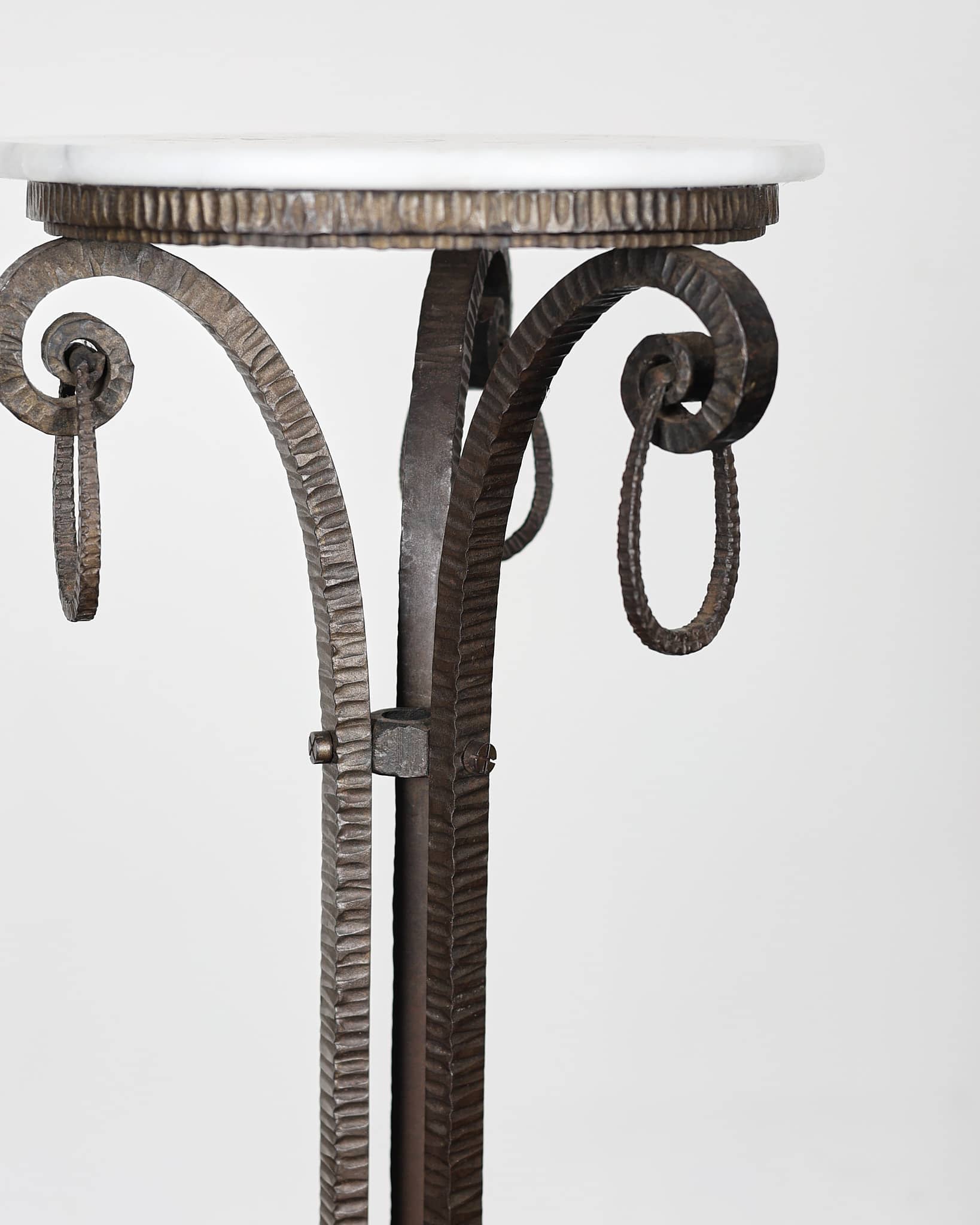 French C.1910 Art Nouveaux Tooled Iron Pedestal
