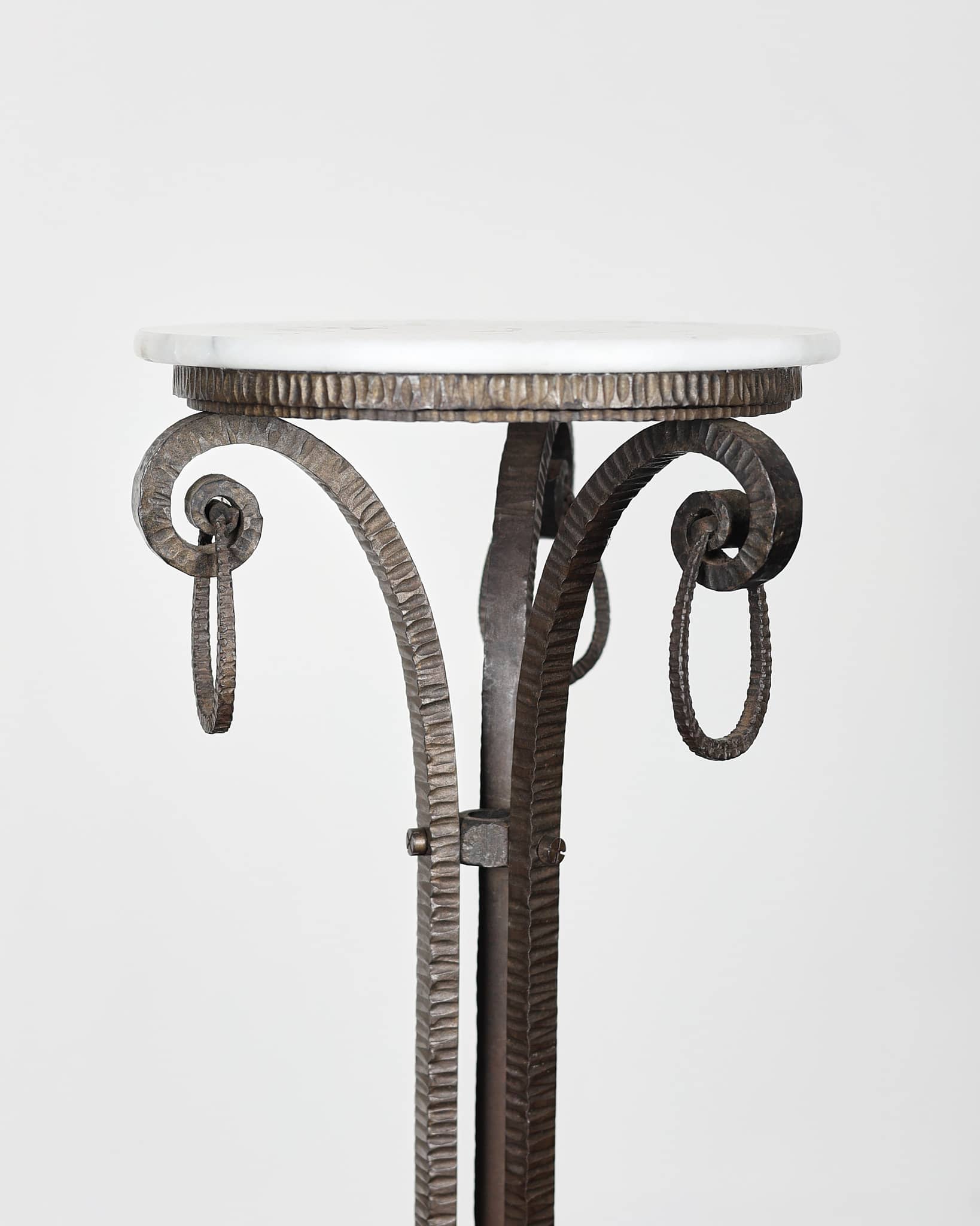 French C.1910 Art Nouveaux Tooled Iron Pedestal