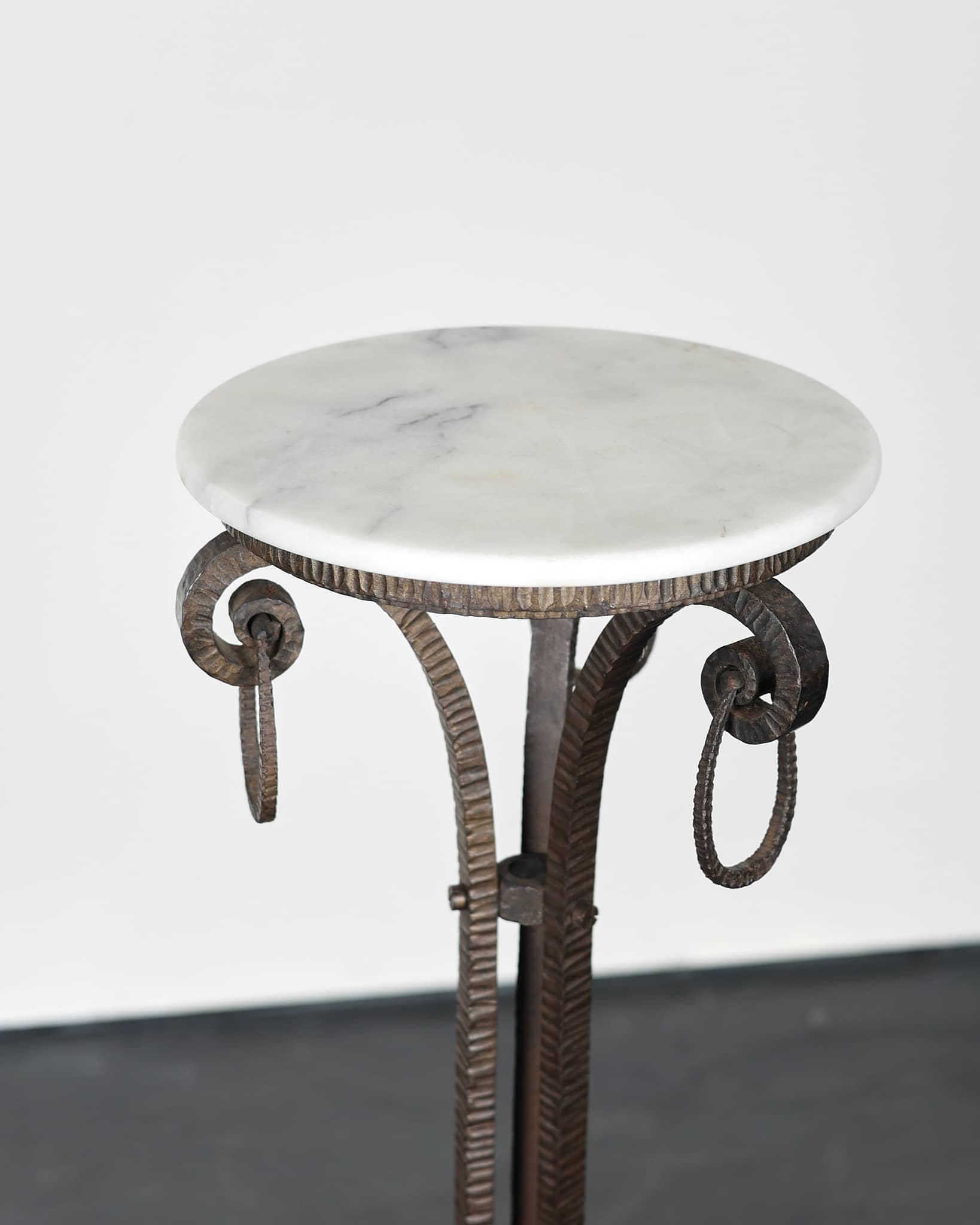 French C.1910 Art Nouveaux Tooled Iron Pedestal