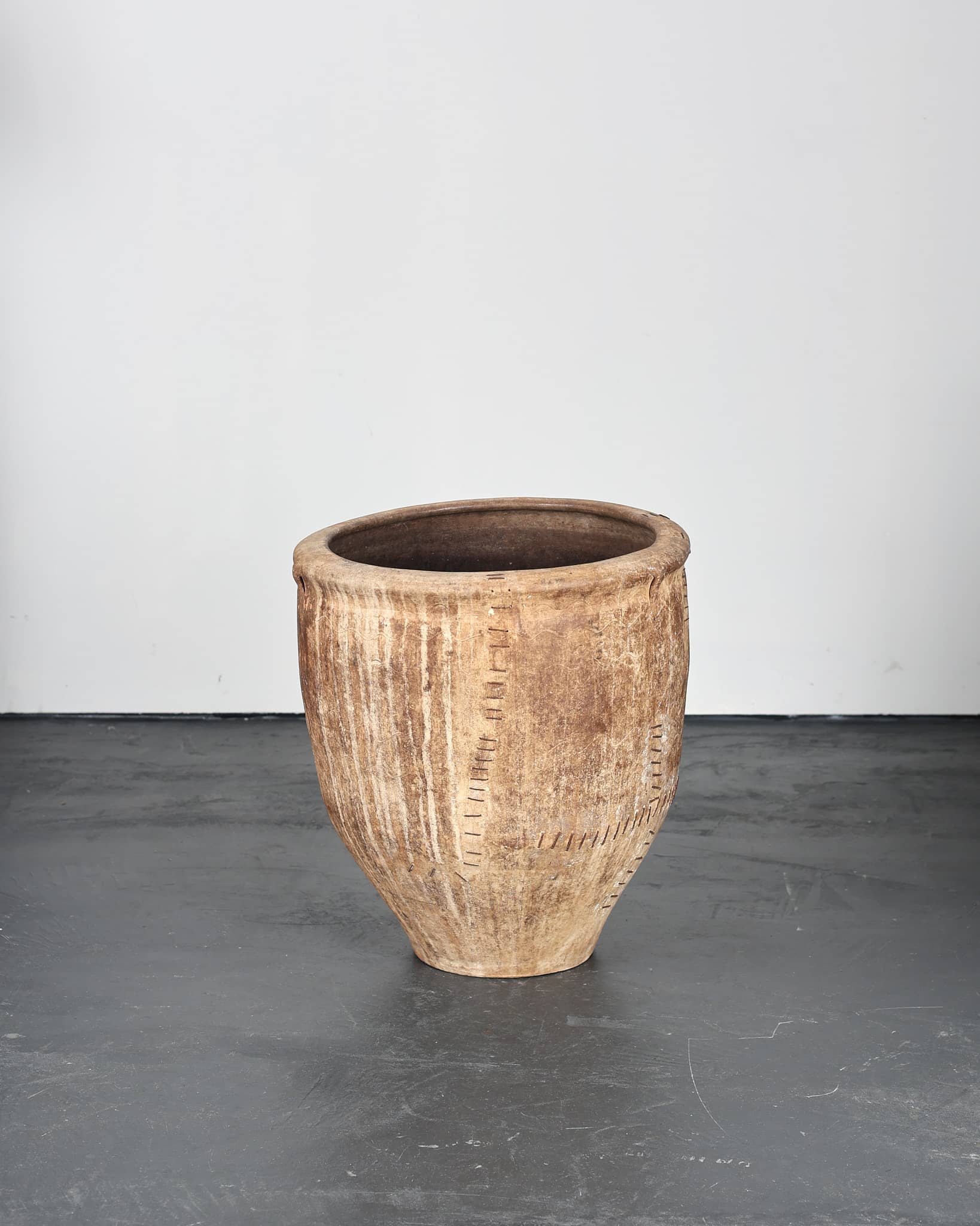 Incredible Heavily Stapled 18th C. Terracotta Vessel