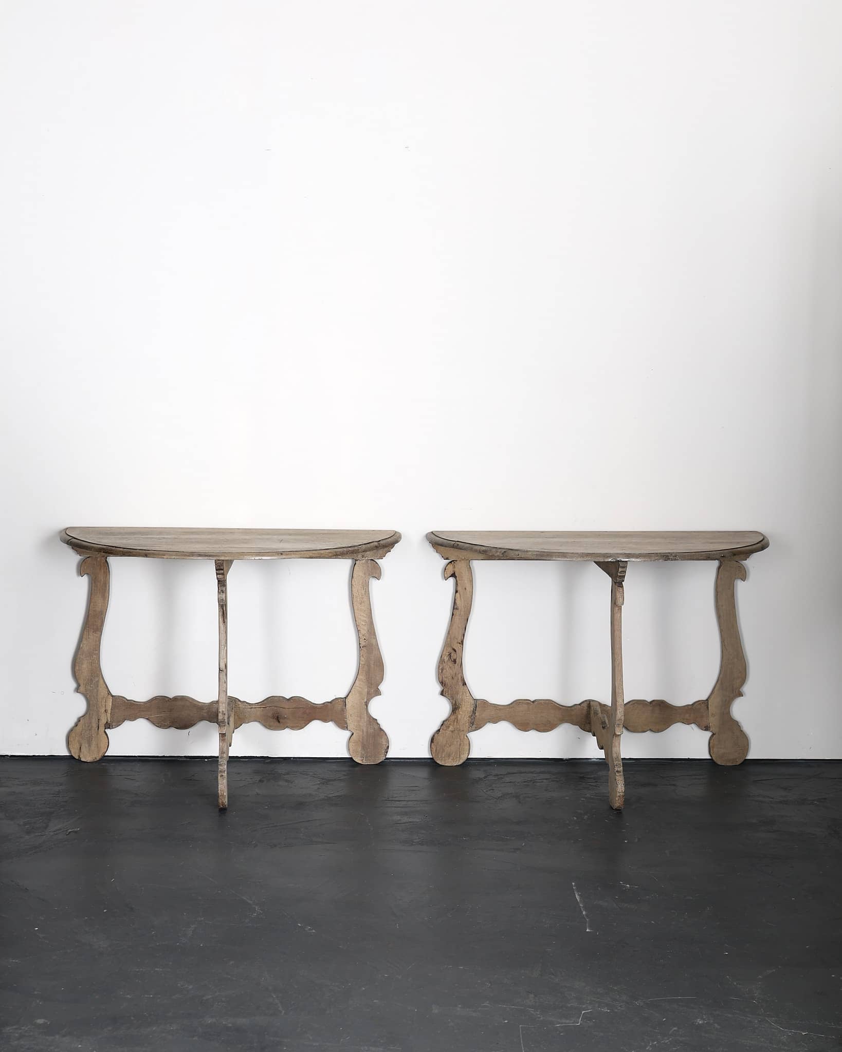 Pair Of Incredible Bleached-Out Early 19th C. Walnut Catalan Console Tables